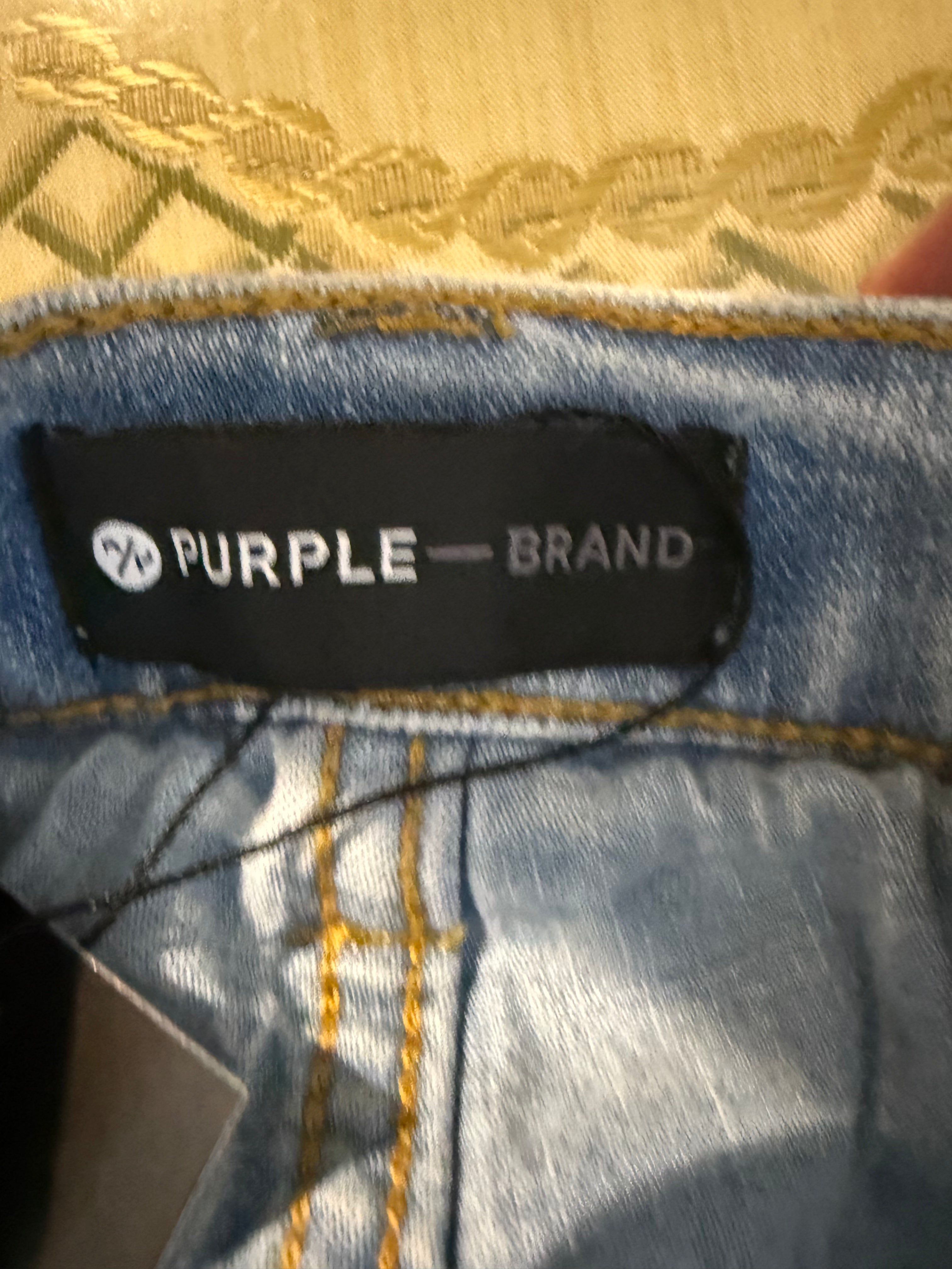 Purple Jeans Light Wash Splatter Used 38