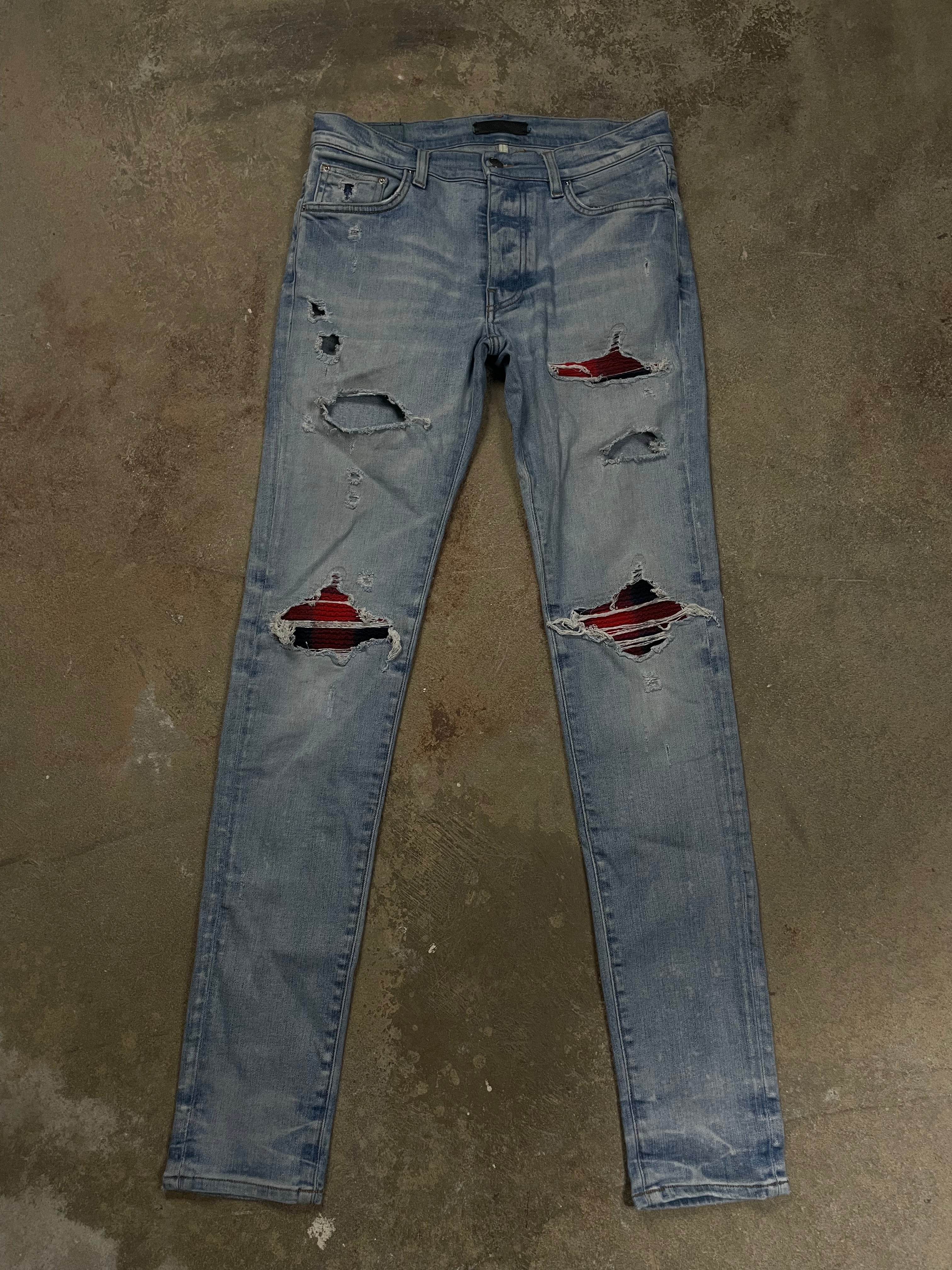 Amiri MX1 Lightwash Blue Red Patch Used 30