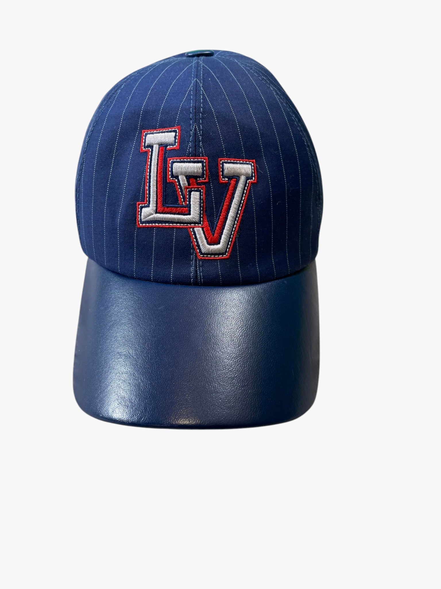 Louis Vuitton Pinstripe Embroidered Logo Navy Hat