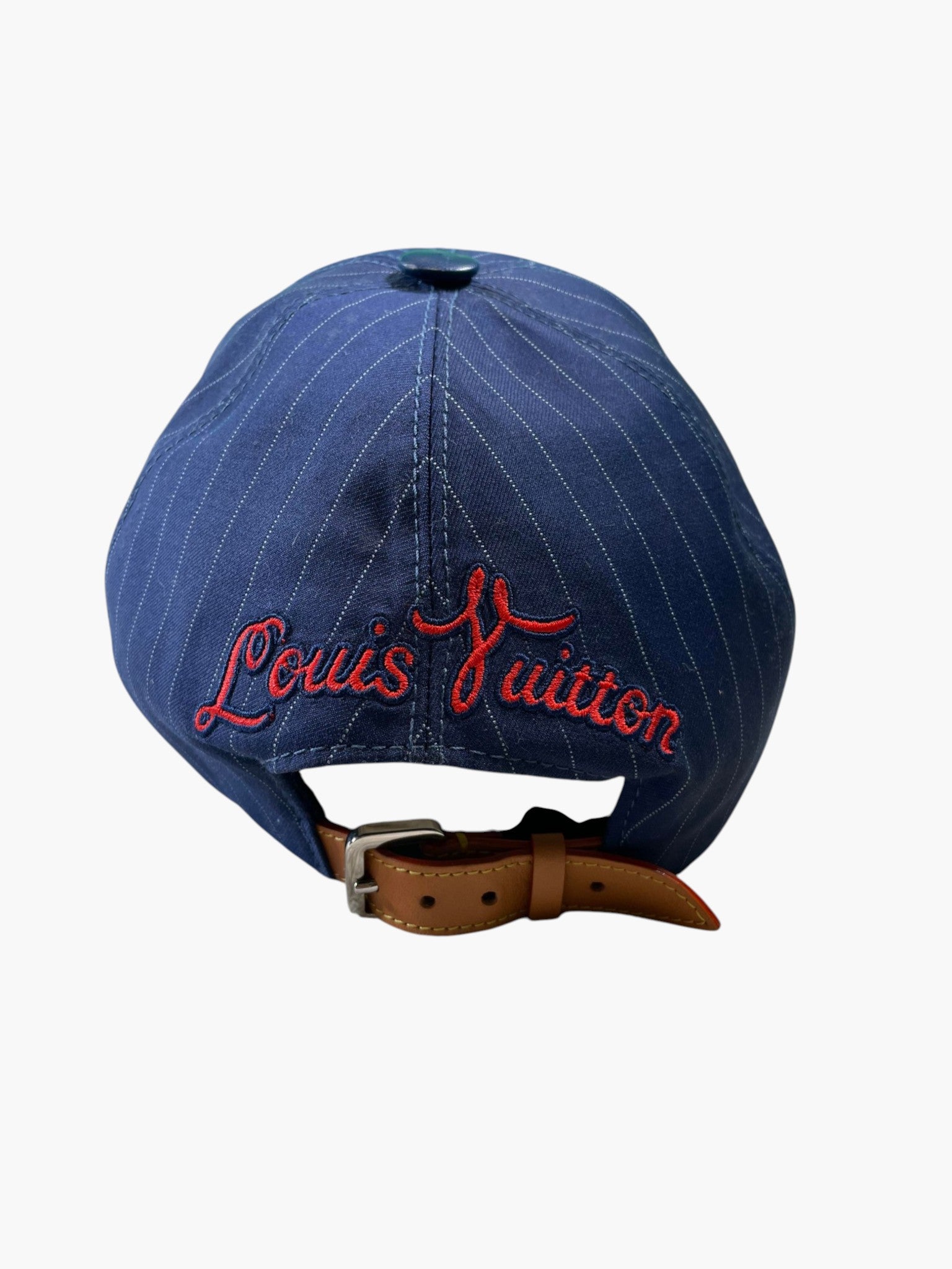 Louis Vuitton Pinstripe Embroidered Logo Navy Hat