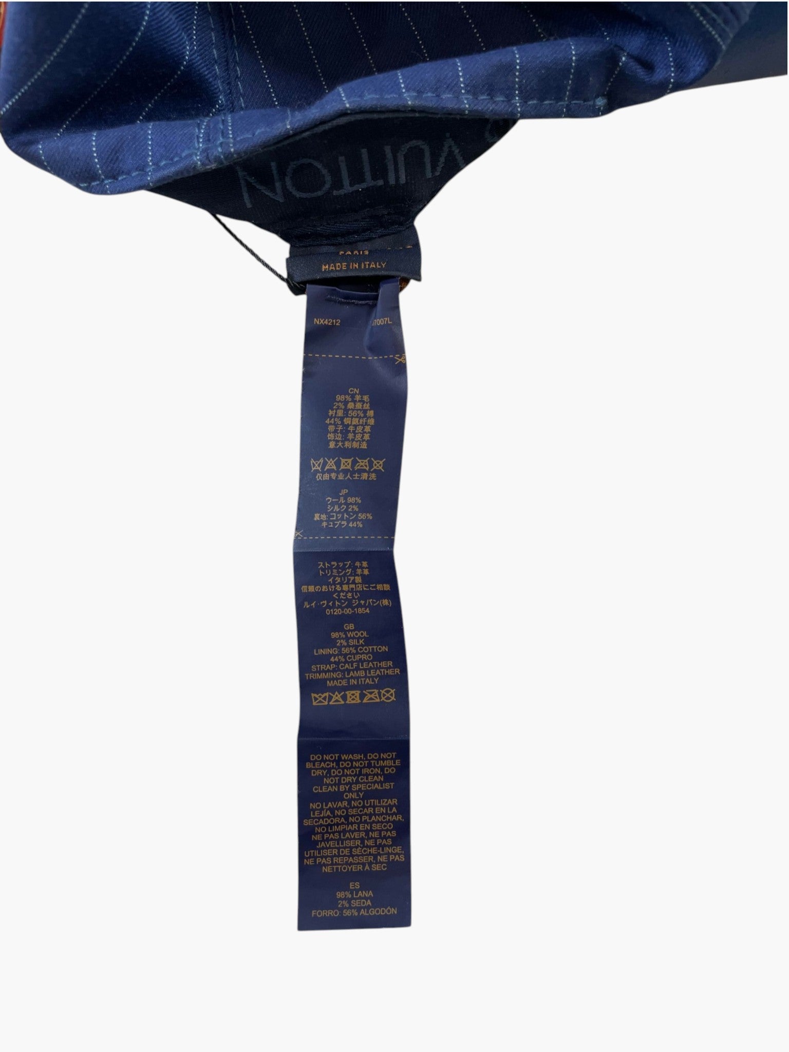 Louis Vuitton Pinstripe Embroidered Logo Navy Hat