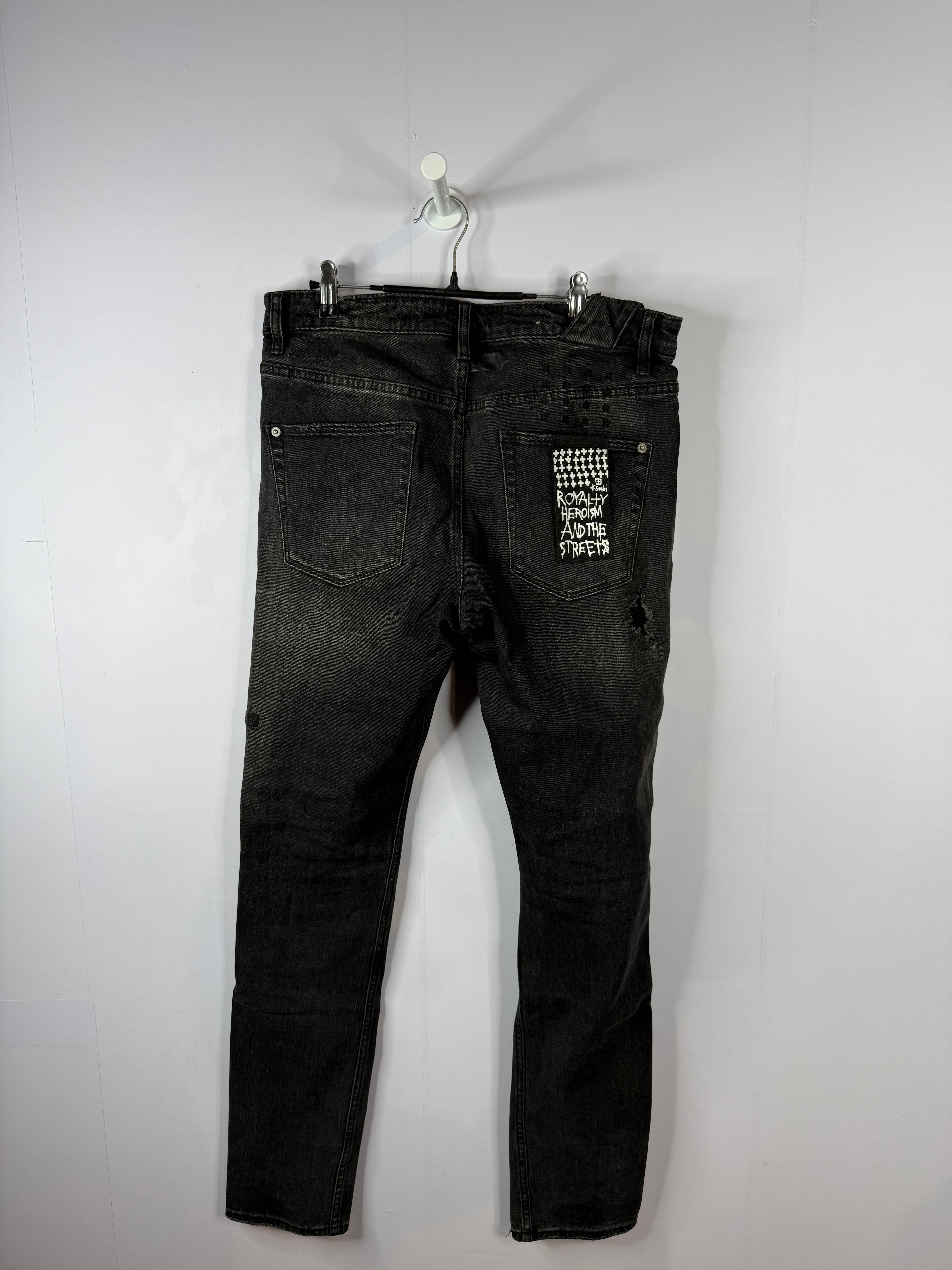 Ksubi Jeans Black Wash Ripped Used 33