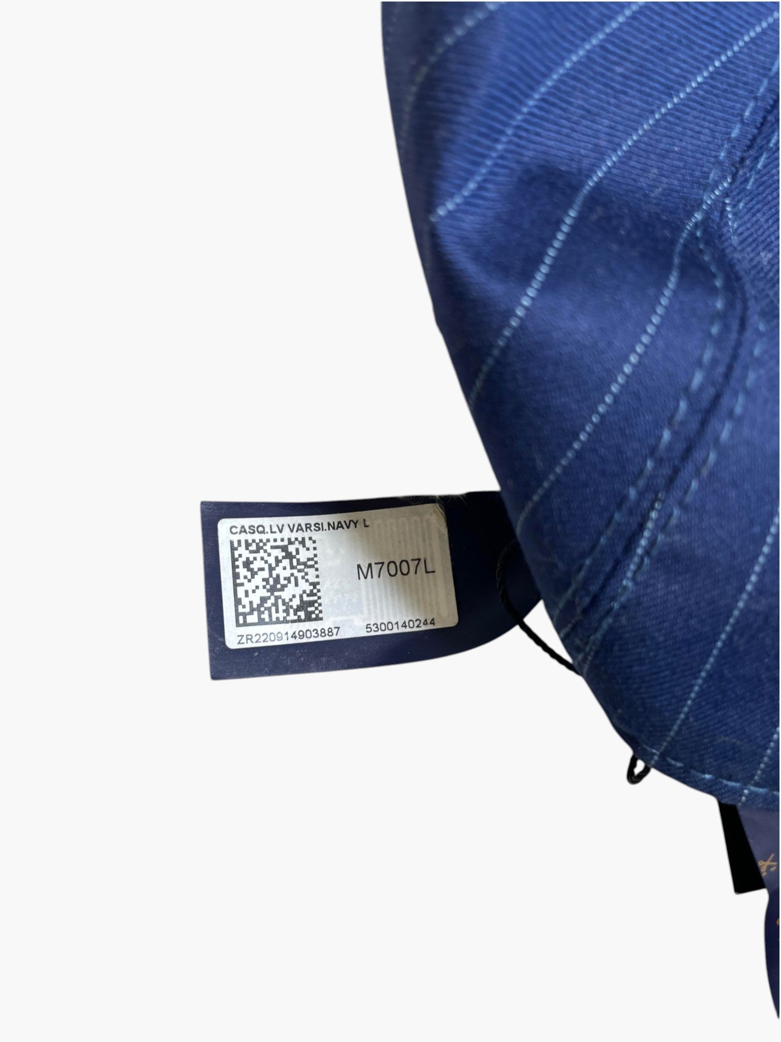 Louis Vuitton Pinstripe Embroidered Logo Navy Hat
