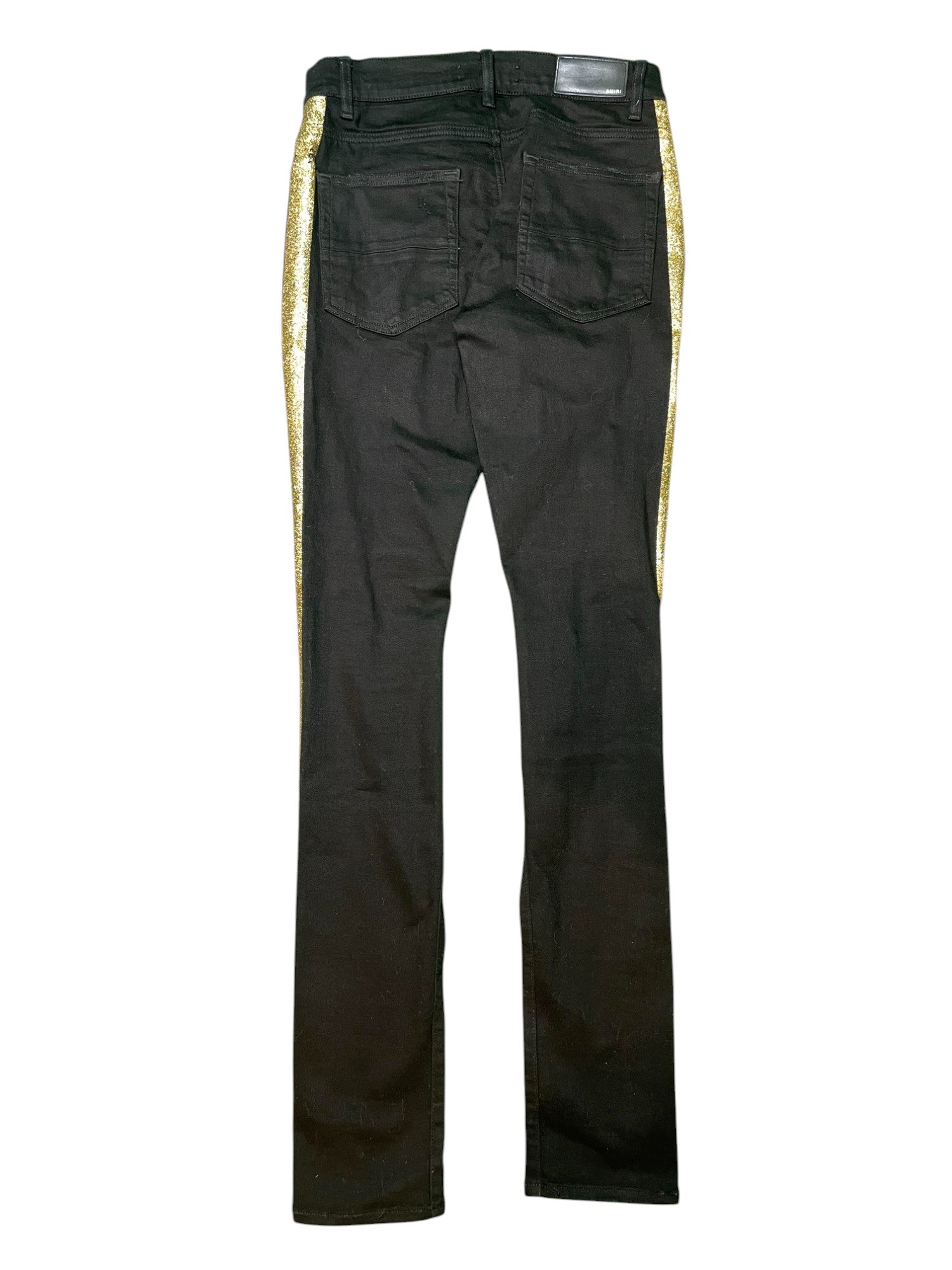 Amiri Thrasher Gold Stripe Black Jeans