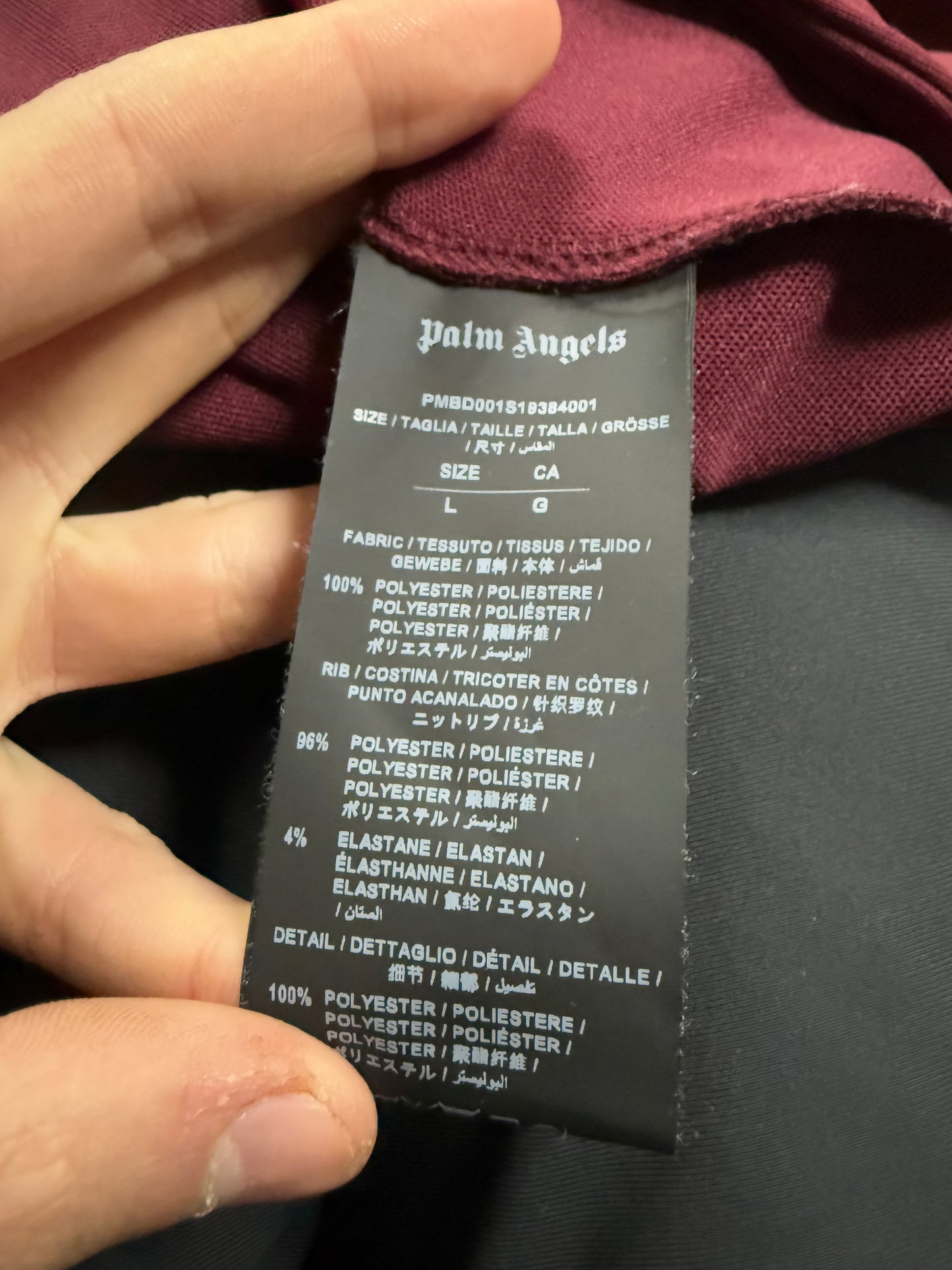 Palm Angels Track Jacket Maroon Used Large