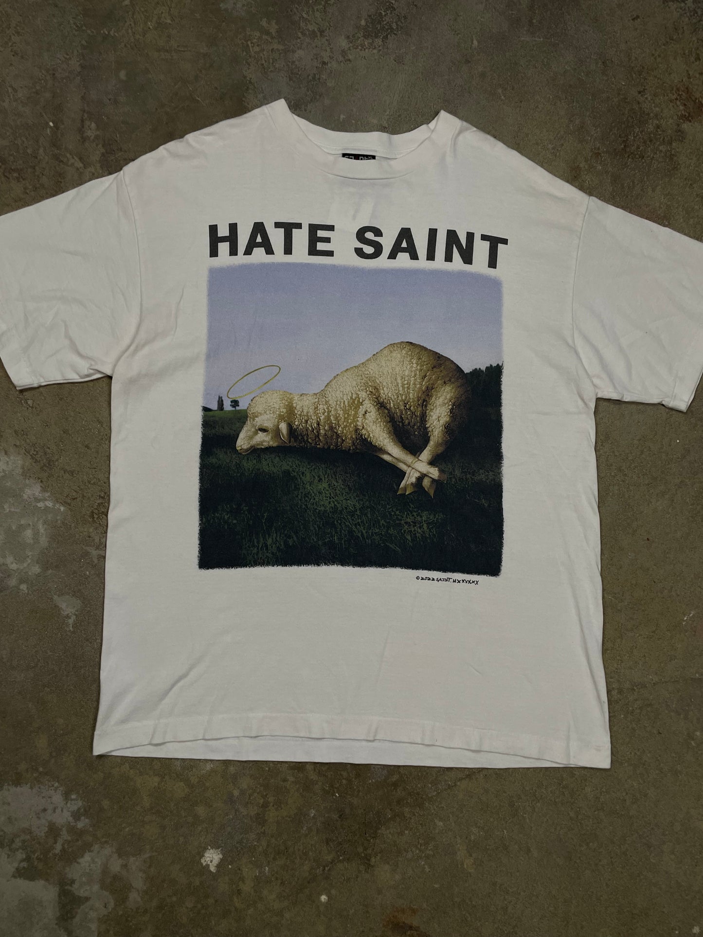 Saint Mxxxxxx Tee White Lamb Angel Hate XL Used