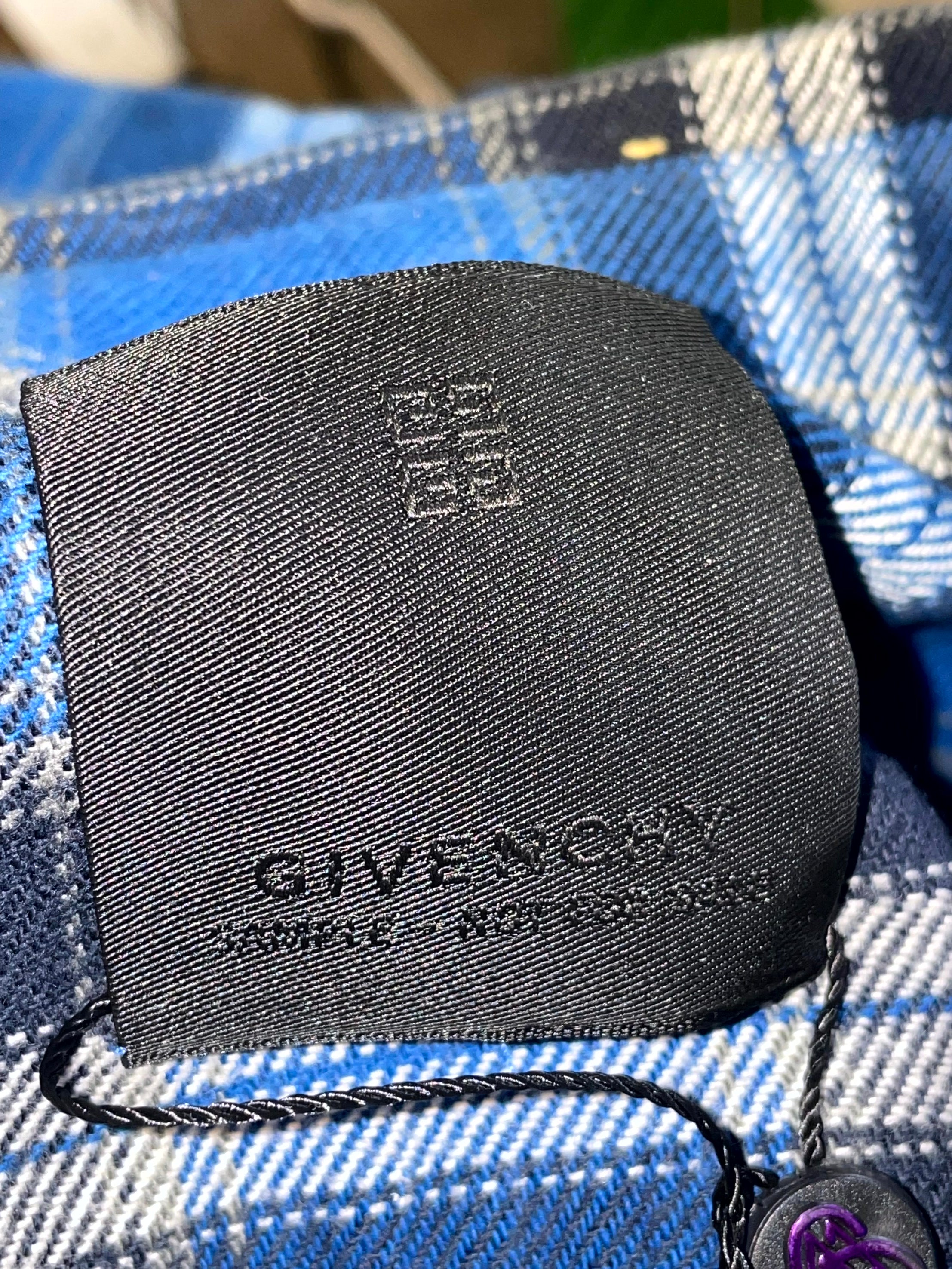 Givenchy Button Up Flannel Blue & Navy Shirt