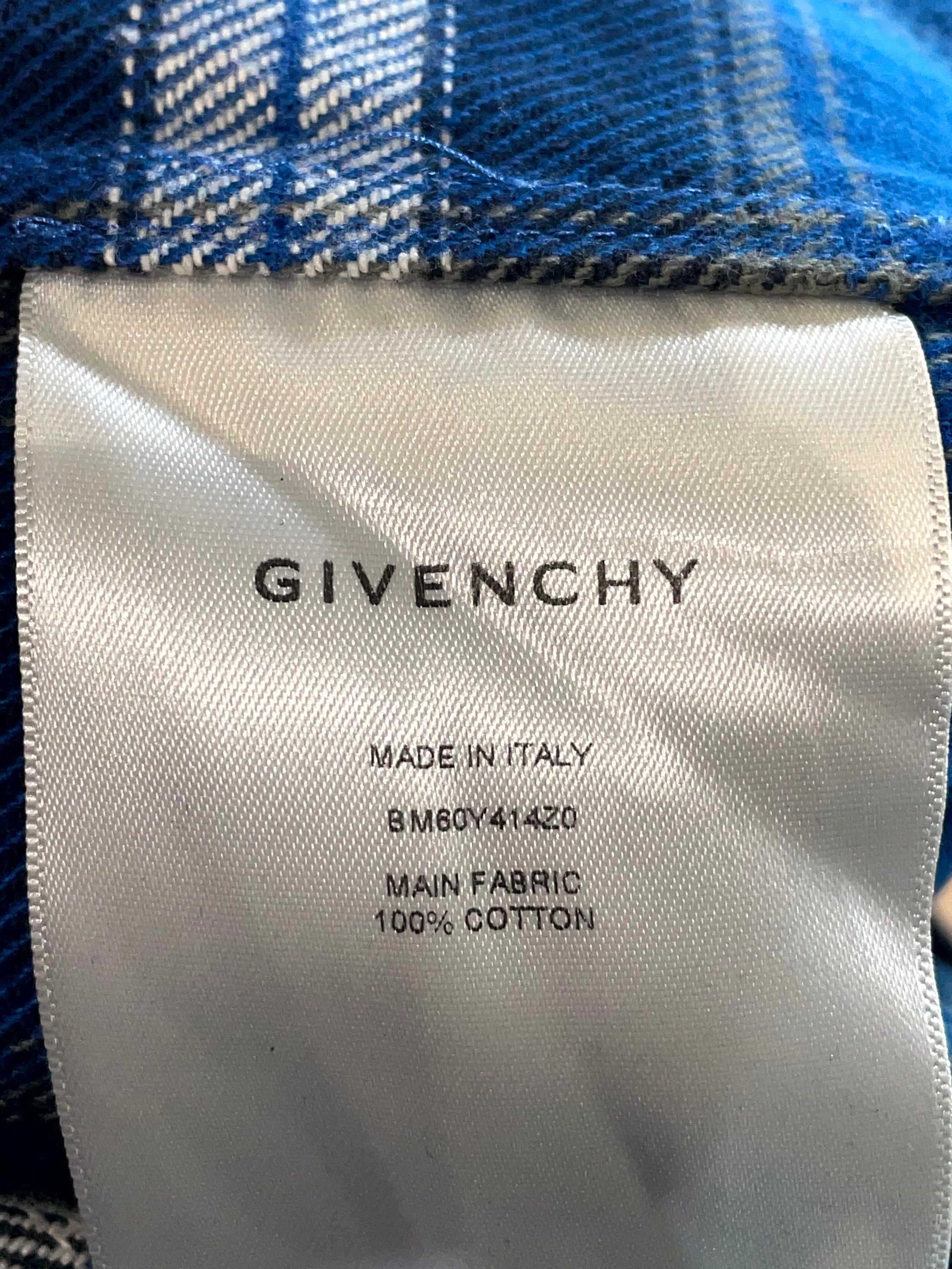 Givenchy Button Up Flannel Blue & Navy Shirt