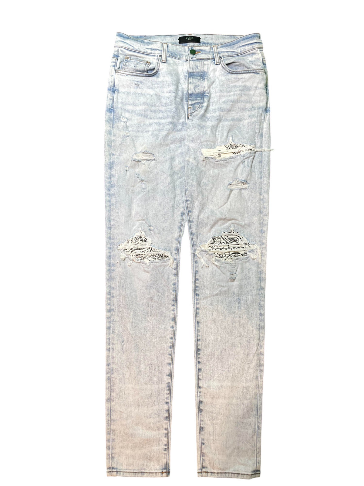 Amiri MX1 Light Wash White Bandana Jeans