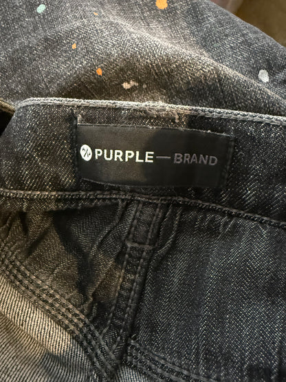 Purple Jeans Grey Orange Green Splatter Used 34