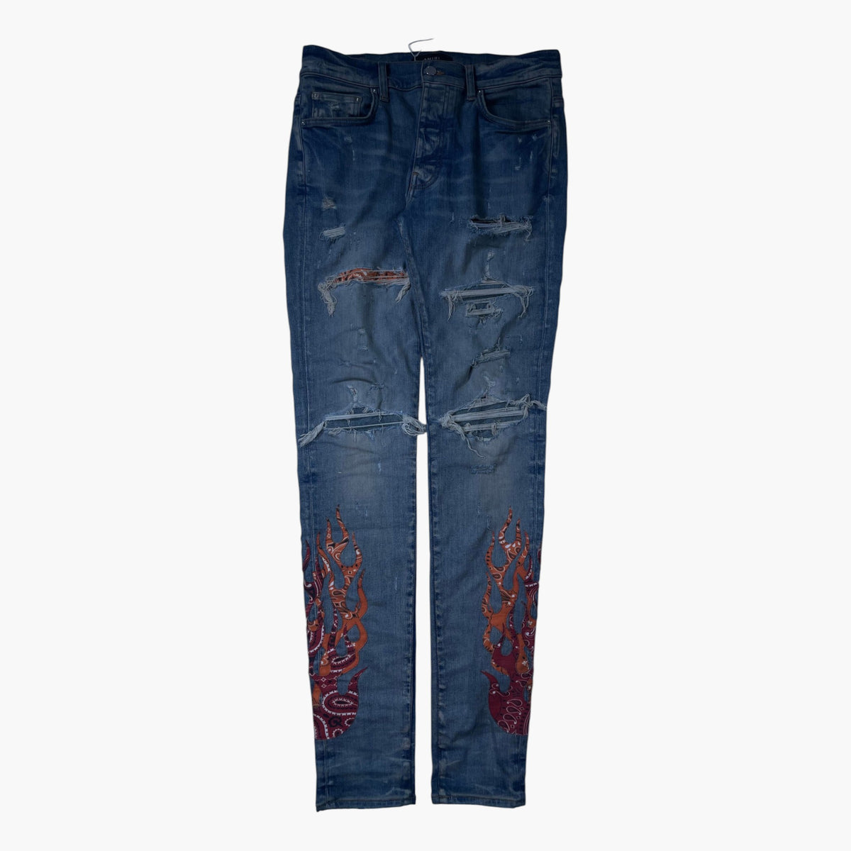 Amiri Orange & Red Bandana Light Wash Jeans