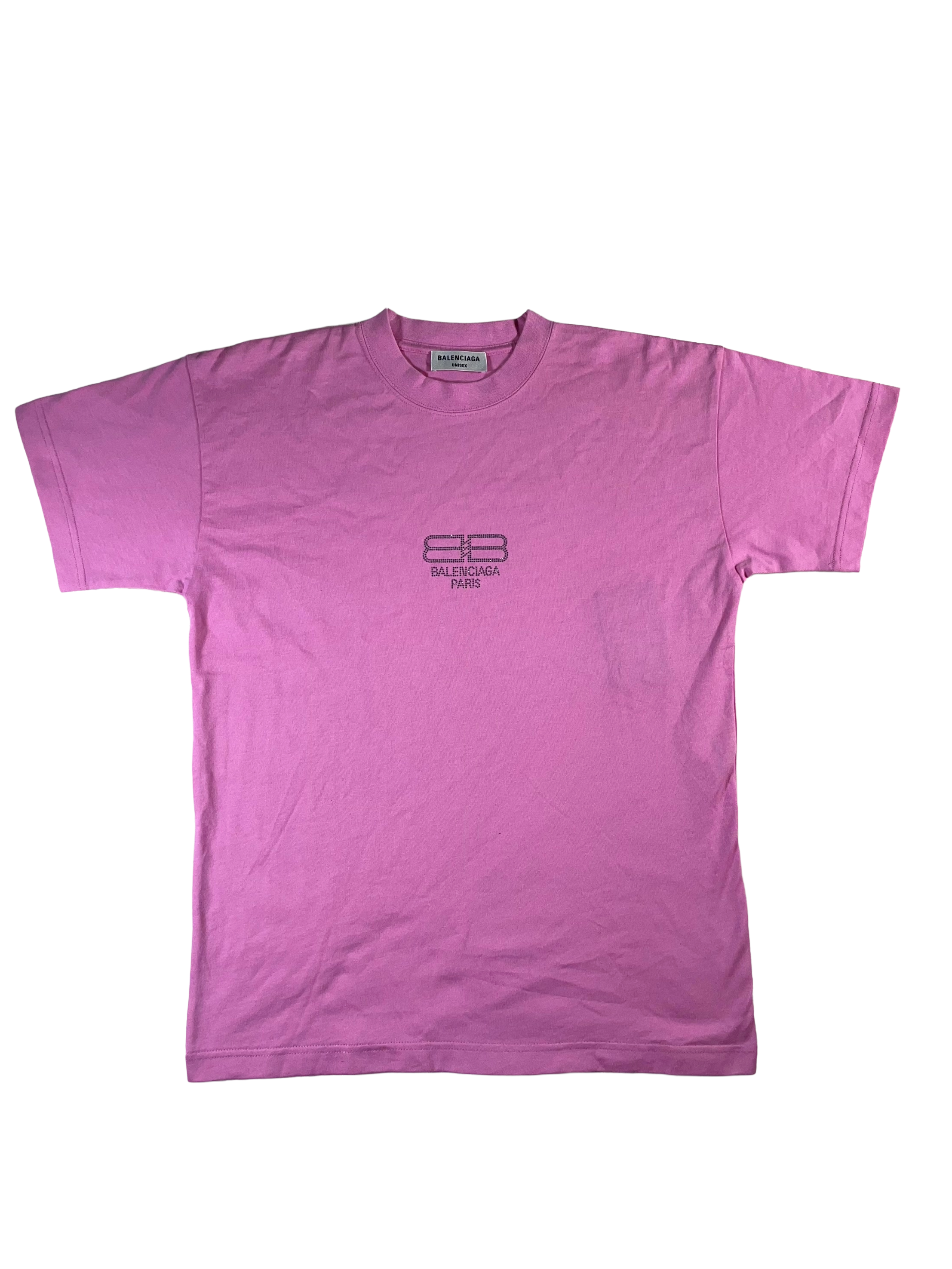 Balenciaga BB Rhinestone Pink Tee