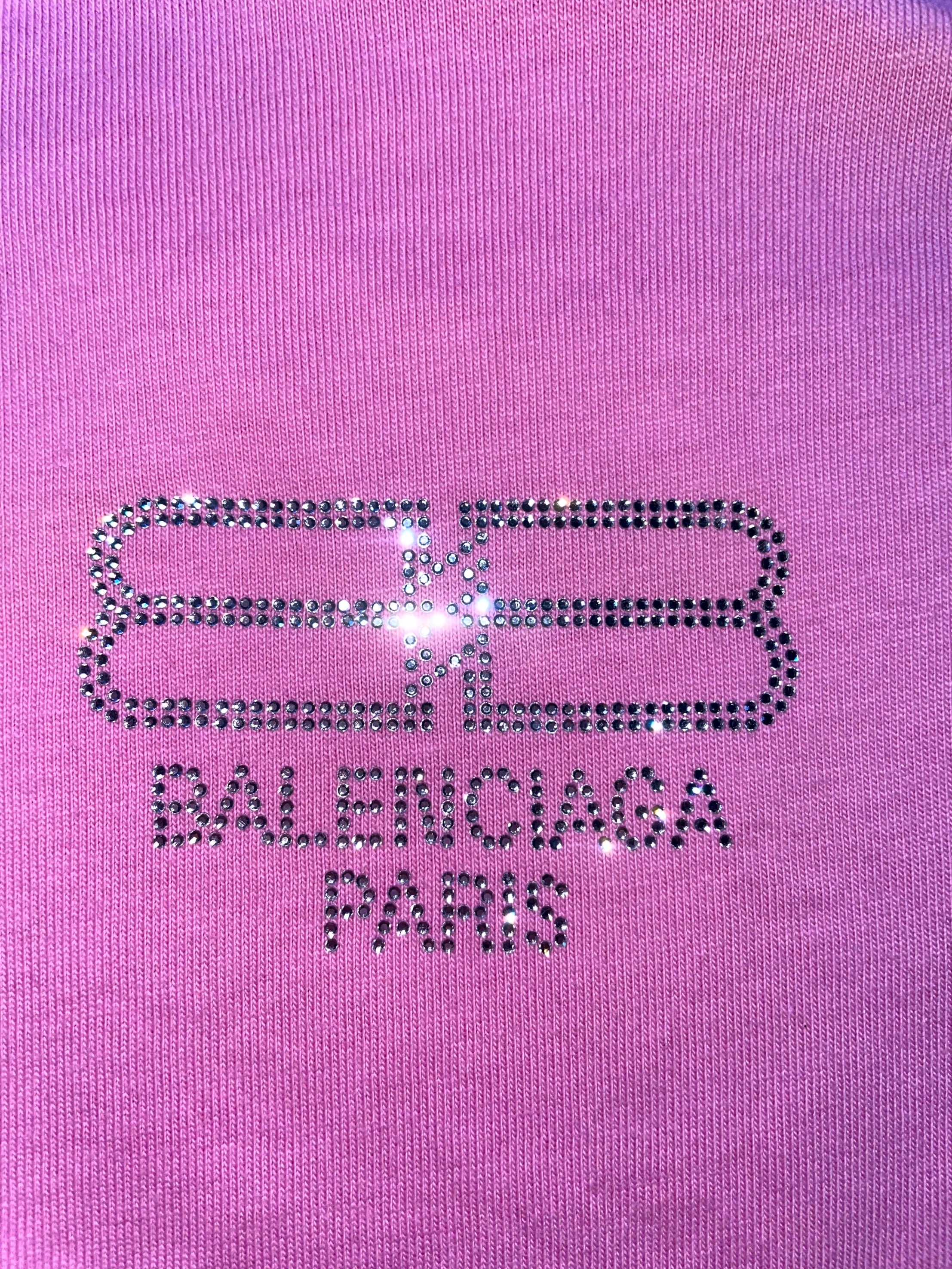 Balenciaga BB Rhinestone Pink Tee