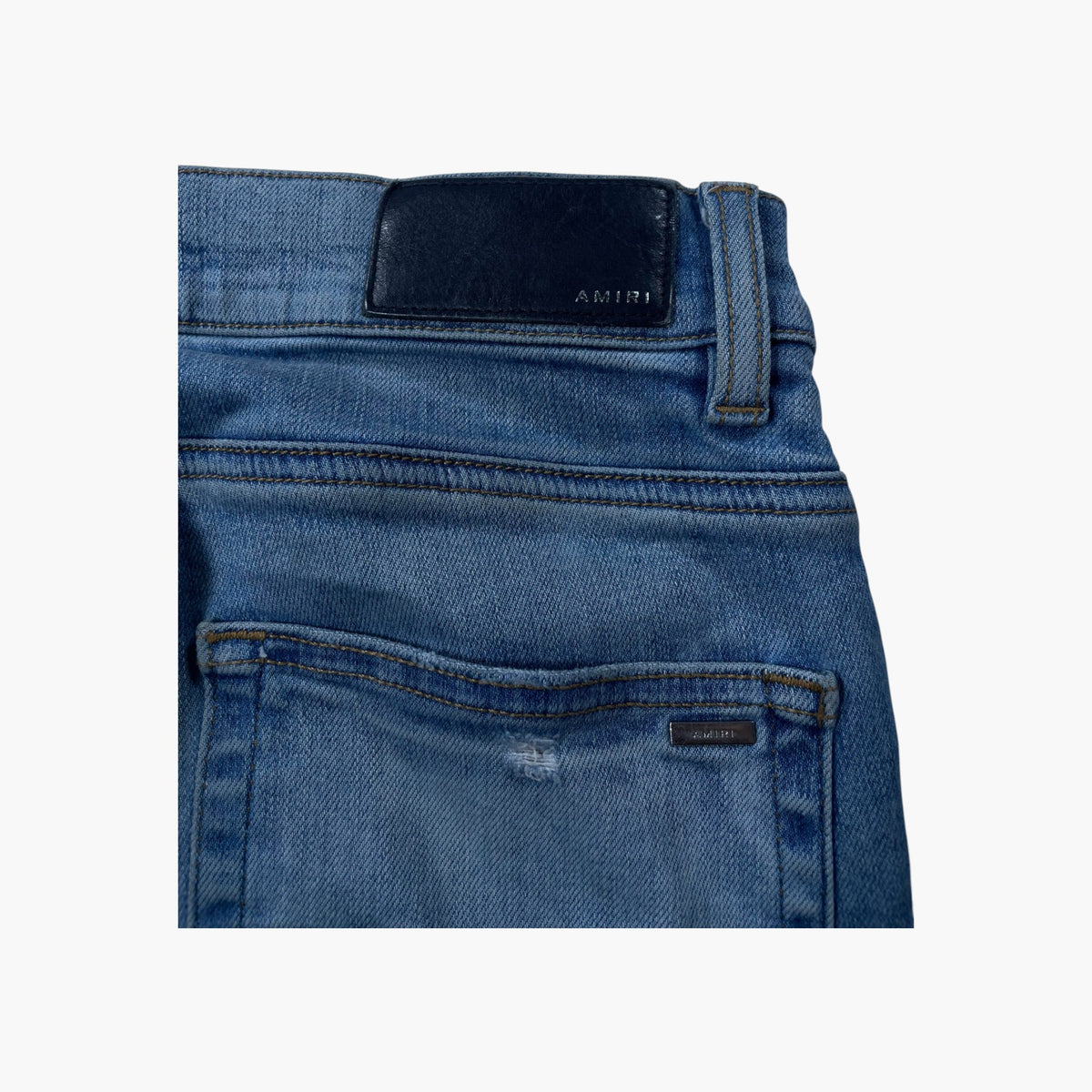 Amiri Patchwork Light Wash & Teal Jeans