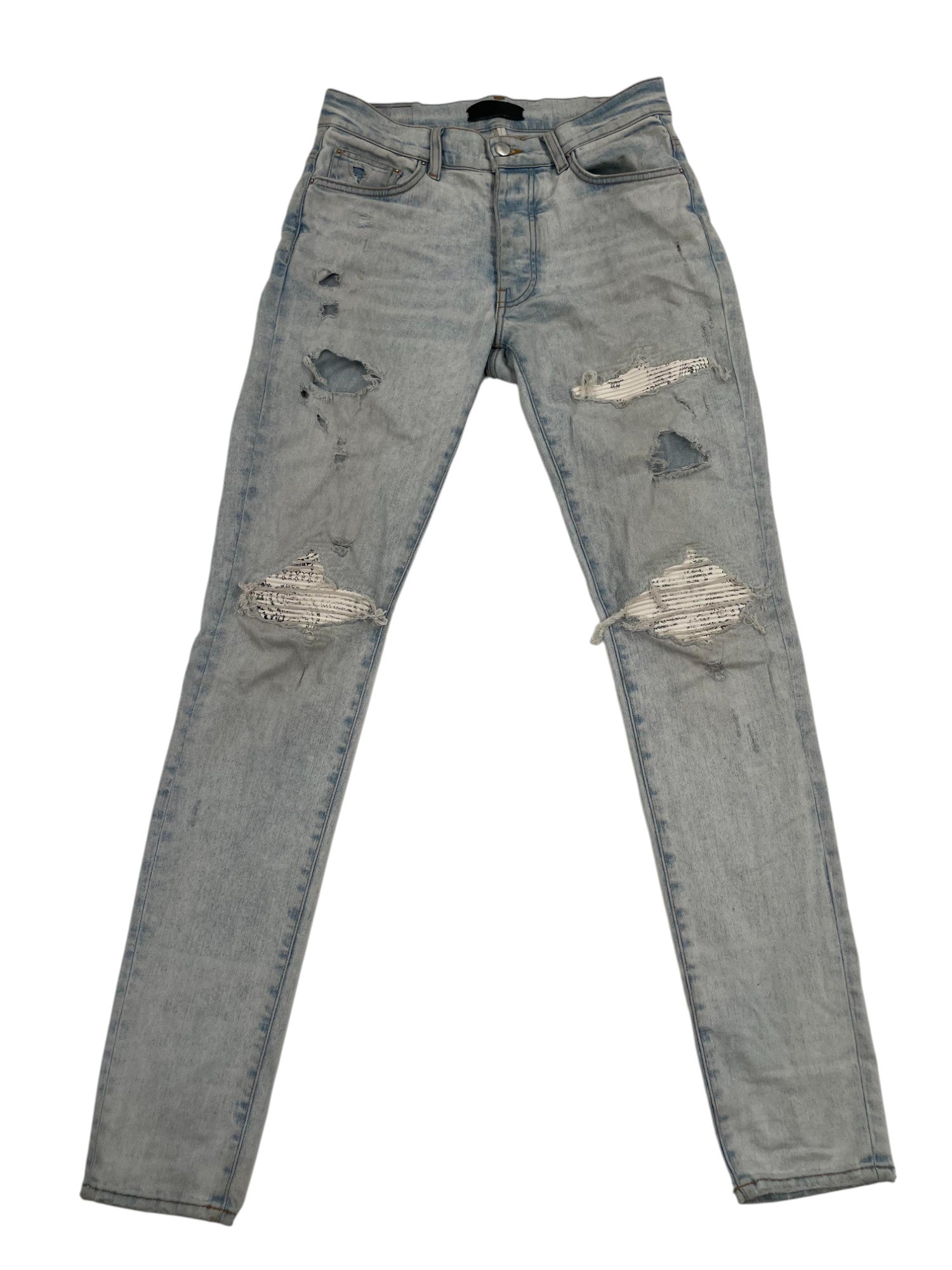 Amiri White Bandana Patch Light Wash Jeans