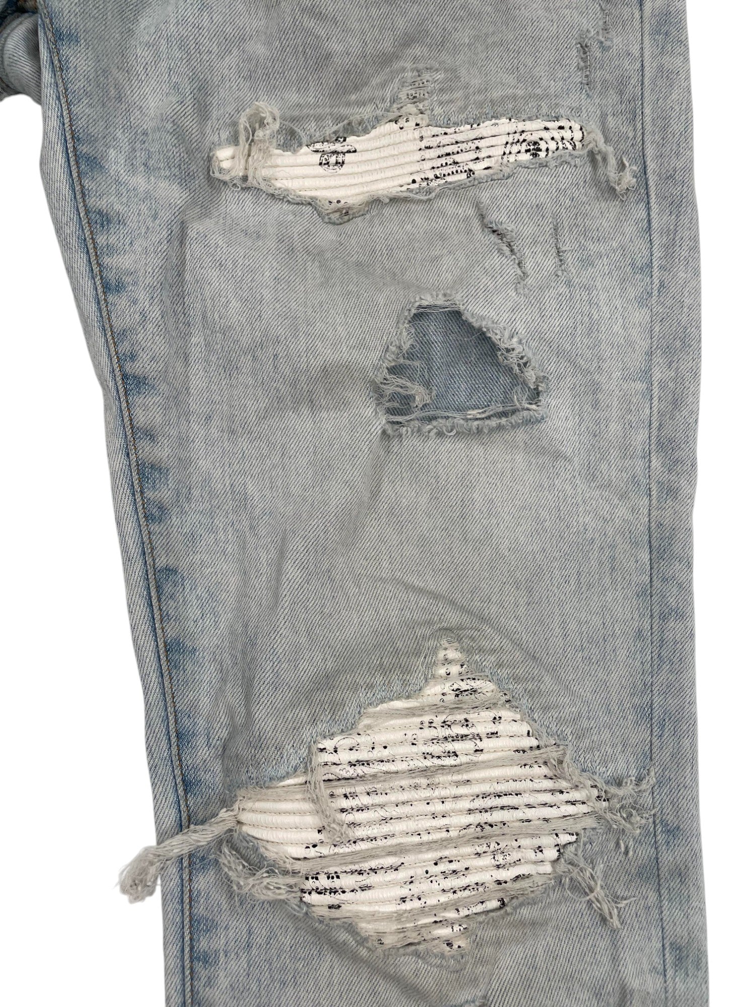Amiri White Bandana Patch Light Wash Jeans