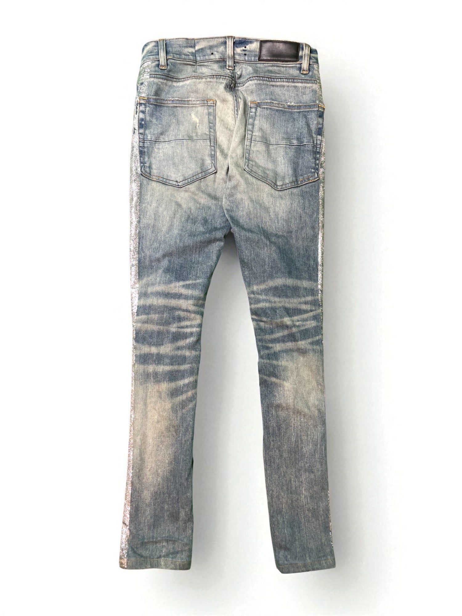 Amiri Vintage Wash Grey Glitter Blue Jeans