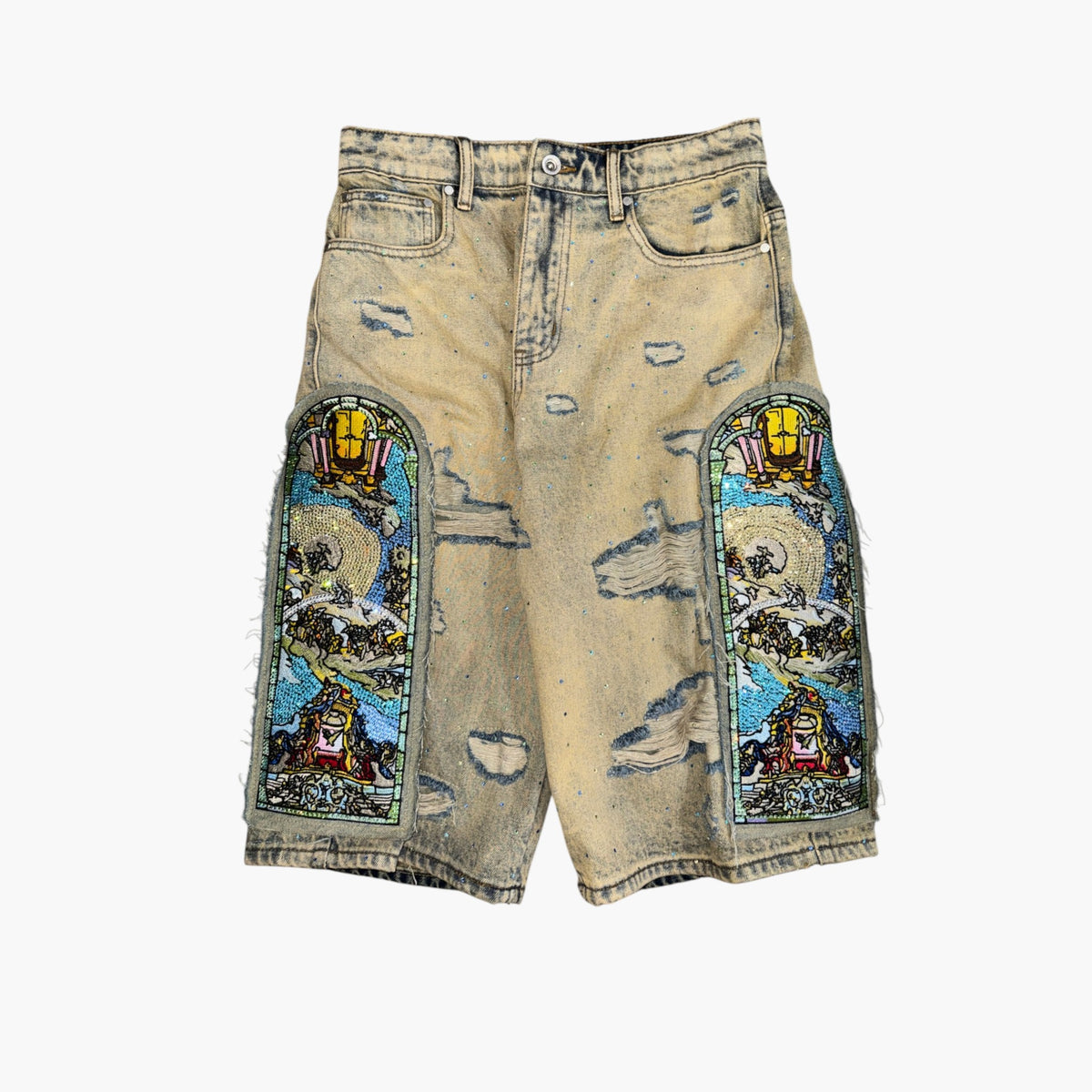 Who Decides War Chalice Rhinestone Jean Shorts