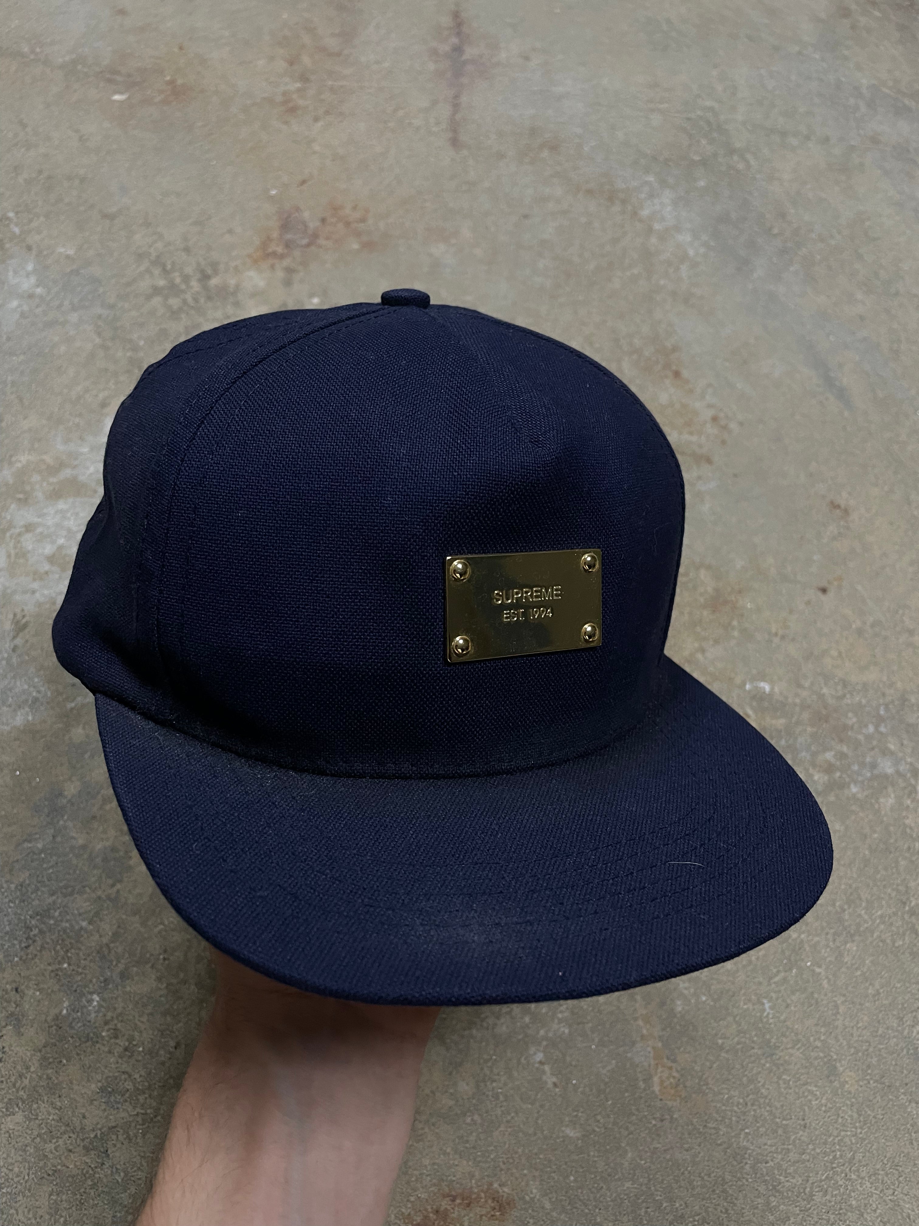 Supreme Starter Hat Navy Gold Used OS