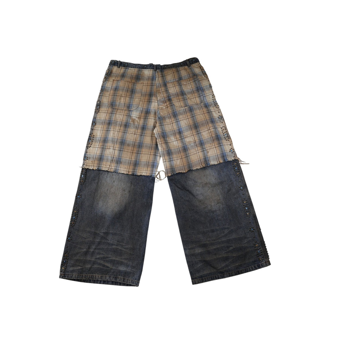 Vale Plaid Armor Light Wash, Tan & Blue Jeans