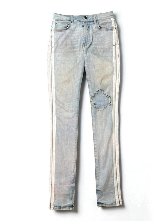 Amiri Thrasher White Stripe Light Wash Blue Jean