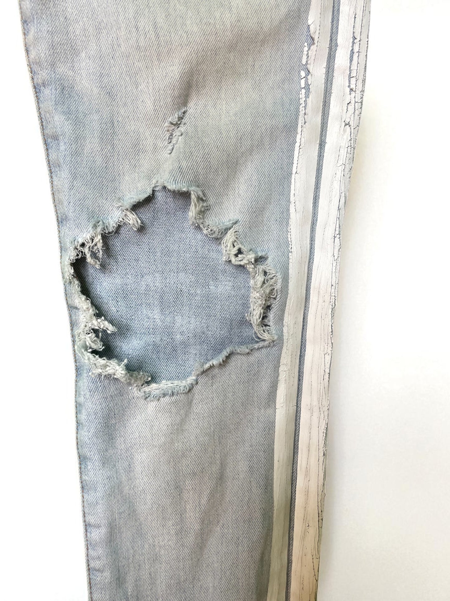 Amiri Thrasher White Stripe Light Wash Blue Jean