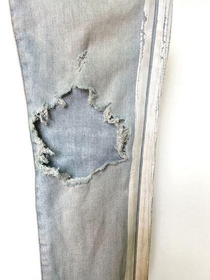 Amiri Thrasher White Stripe Light Wash Blue Jean