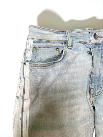Amiri Thrasher White Stripe Light Wash Blue Jean