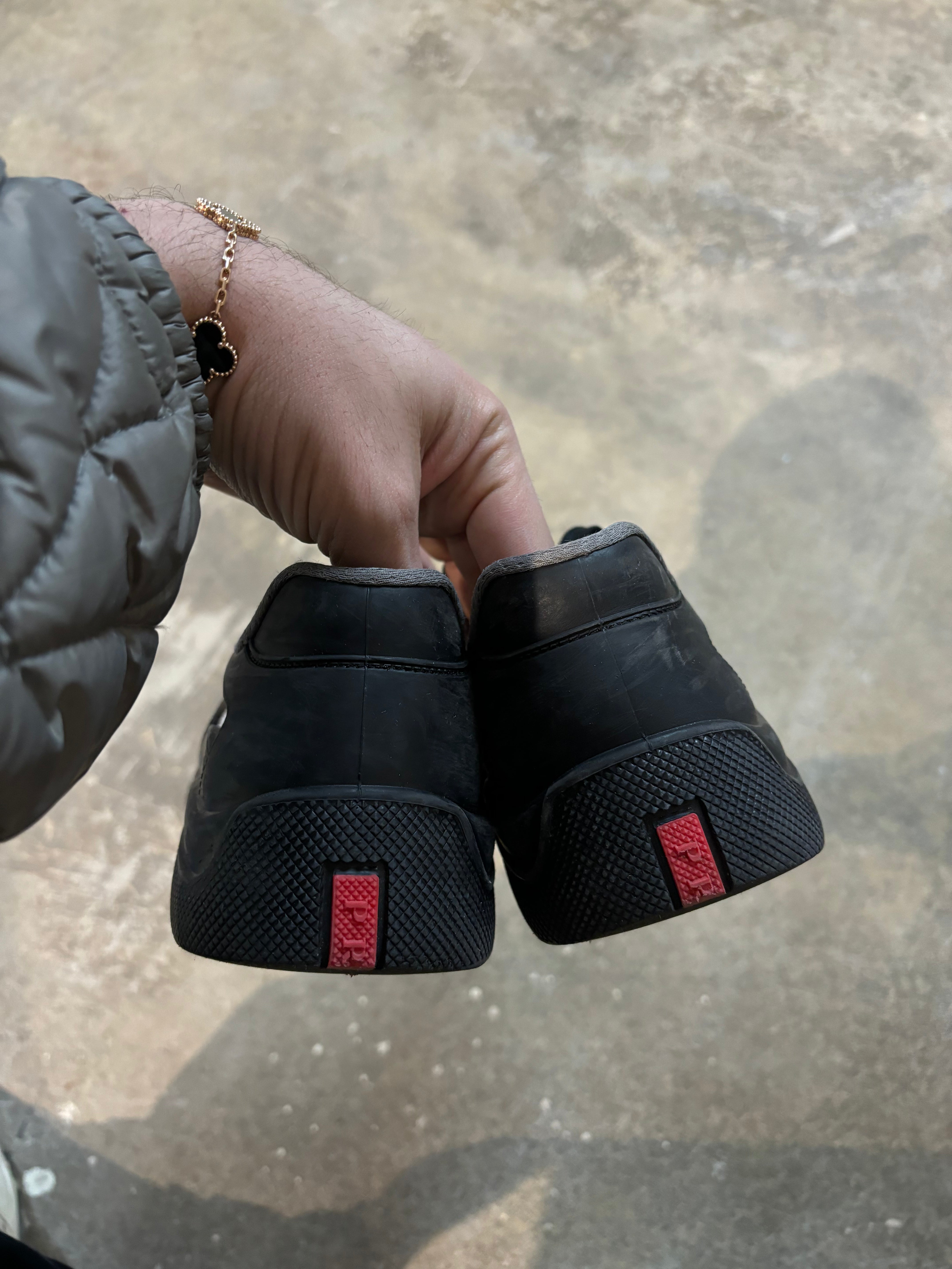 Prada Rubber Cup Black Grey Used 36 No Box