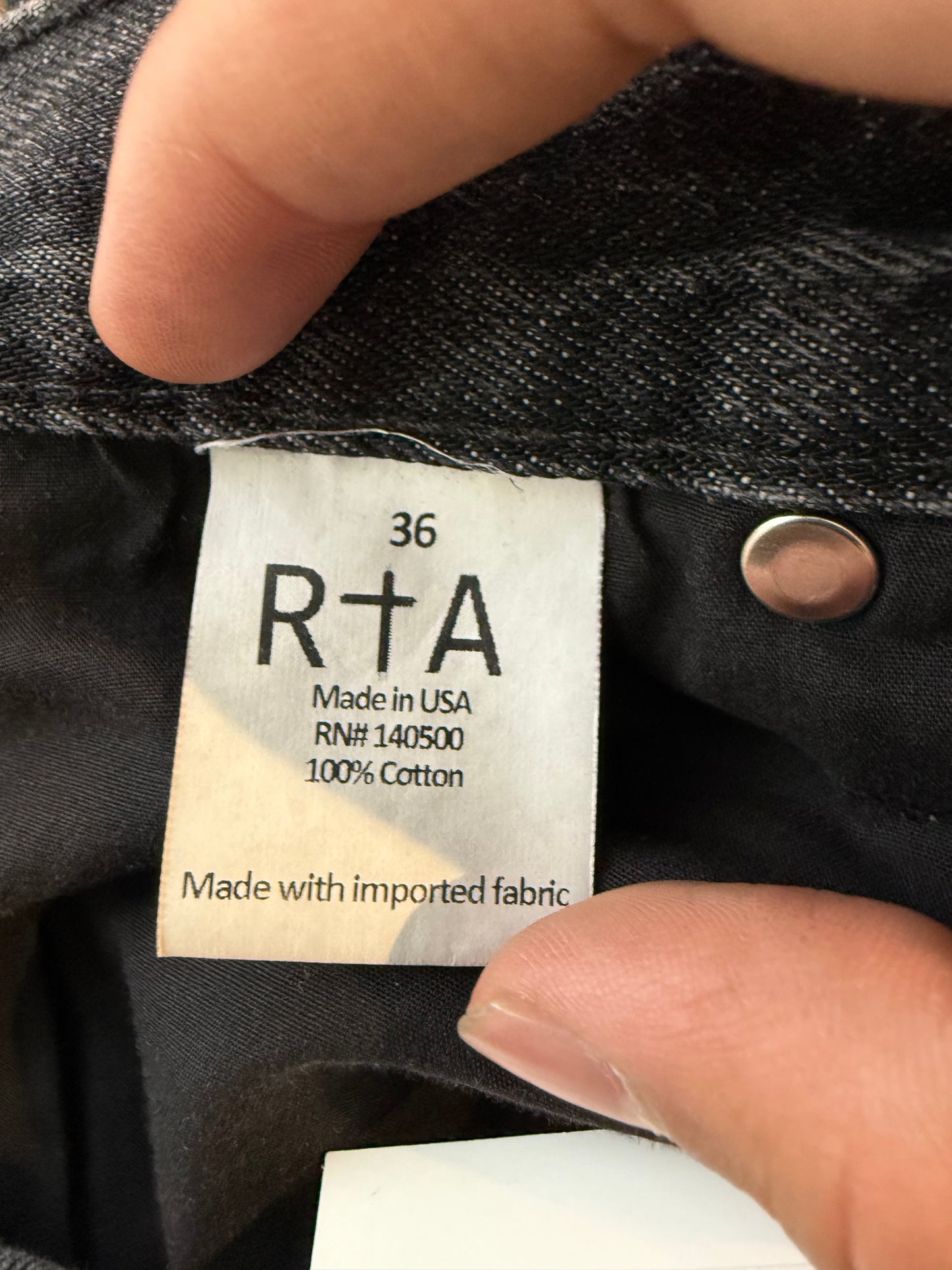 RTA Organ Donor Jeans Black Used 36
