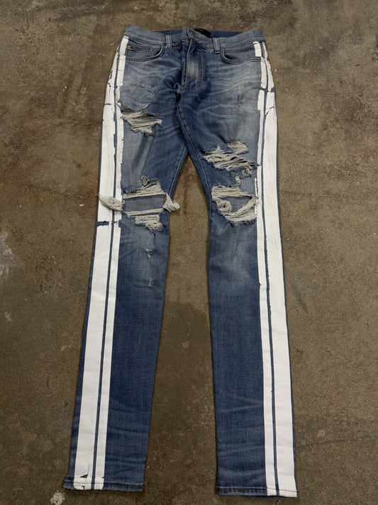 Amiri Jeans Light Wash White Stripe Used 31