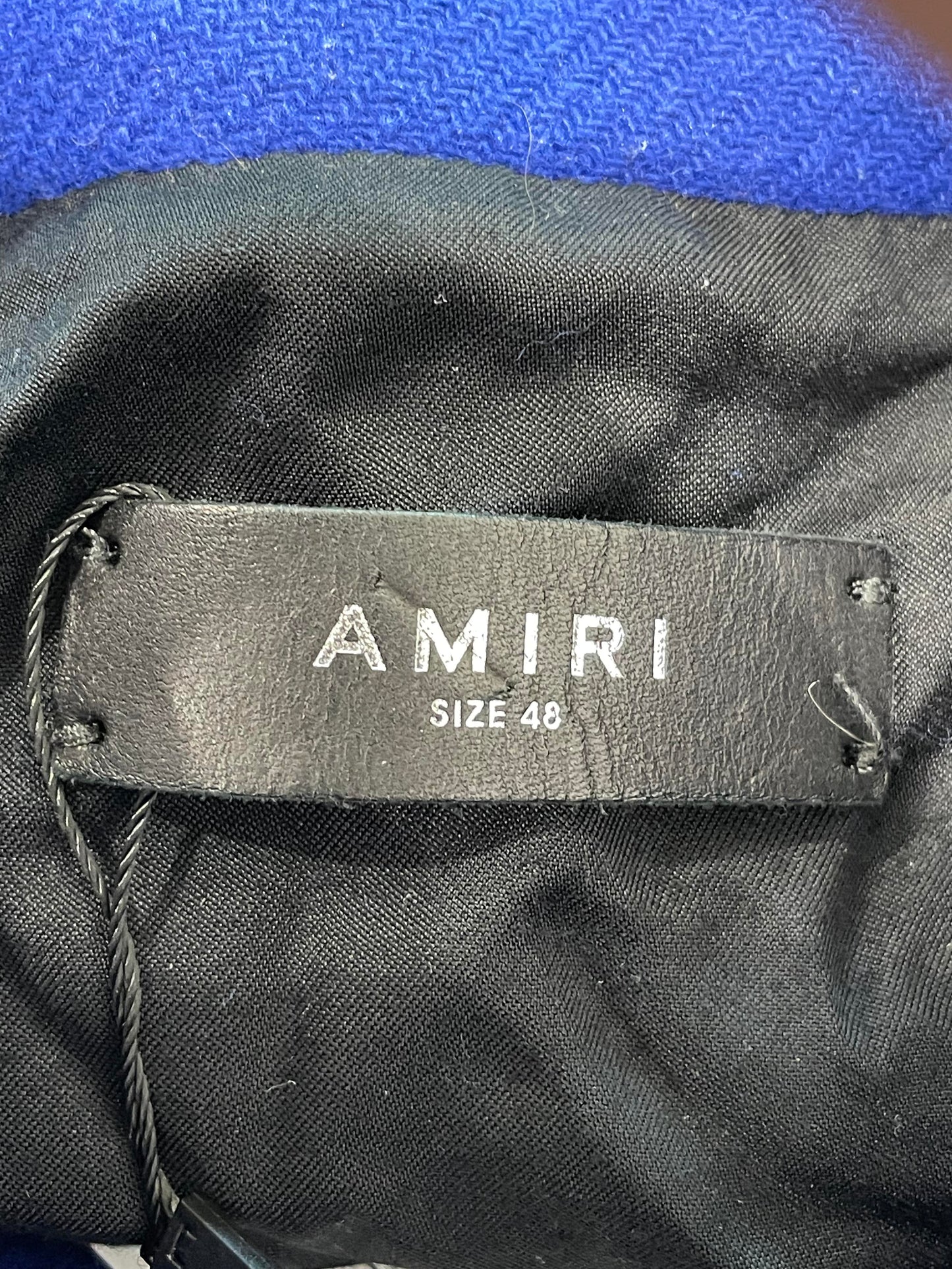 Amiri "Orange Bone" Blue Varsity Jacket