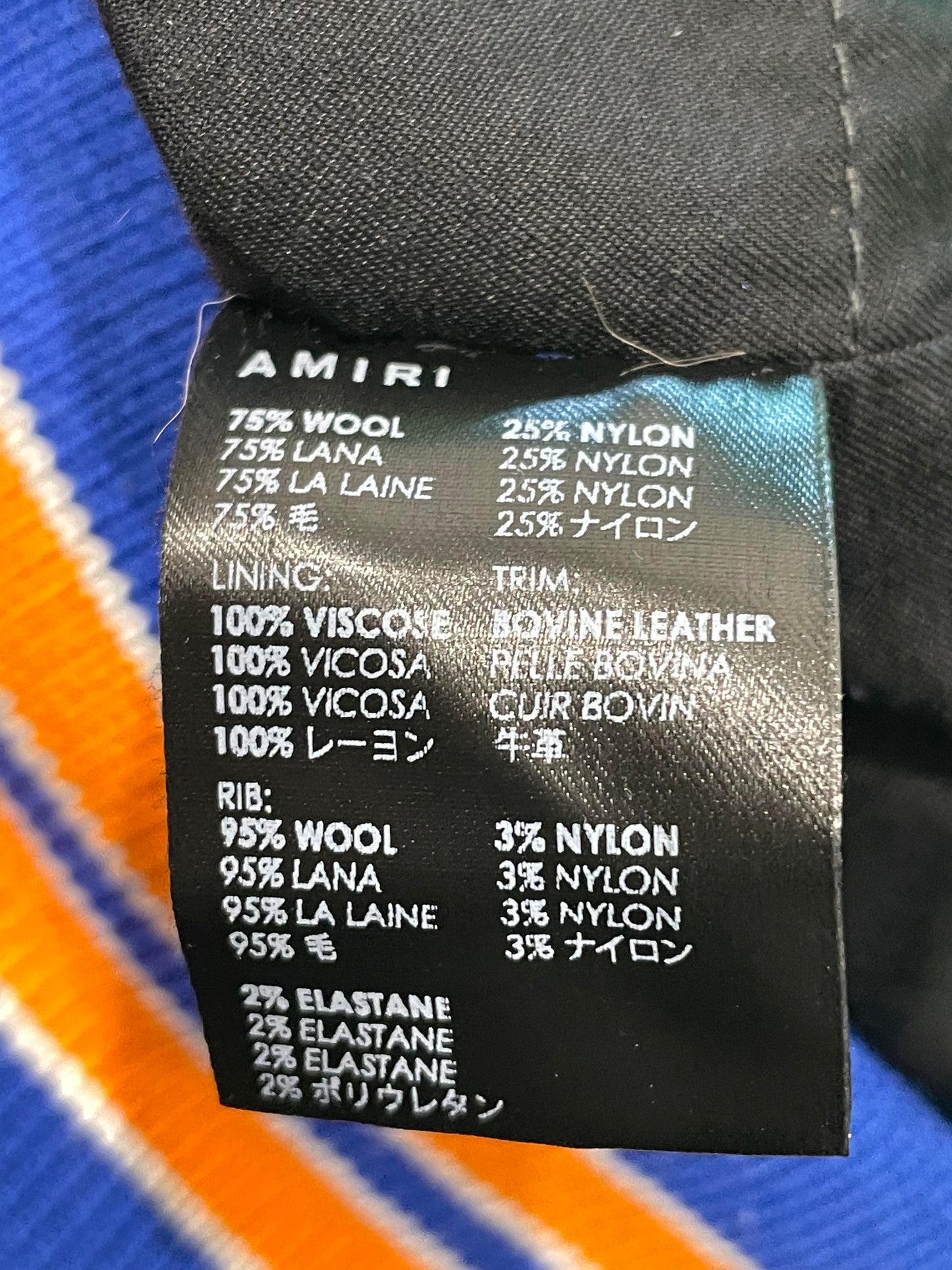 Amiri "Orange Bone" Blue Varsity Jacket