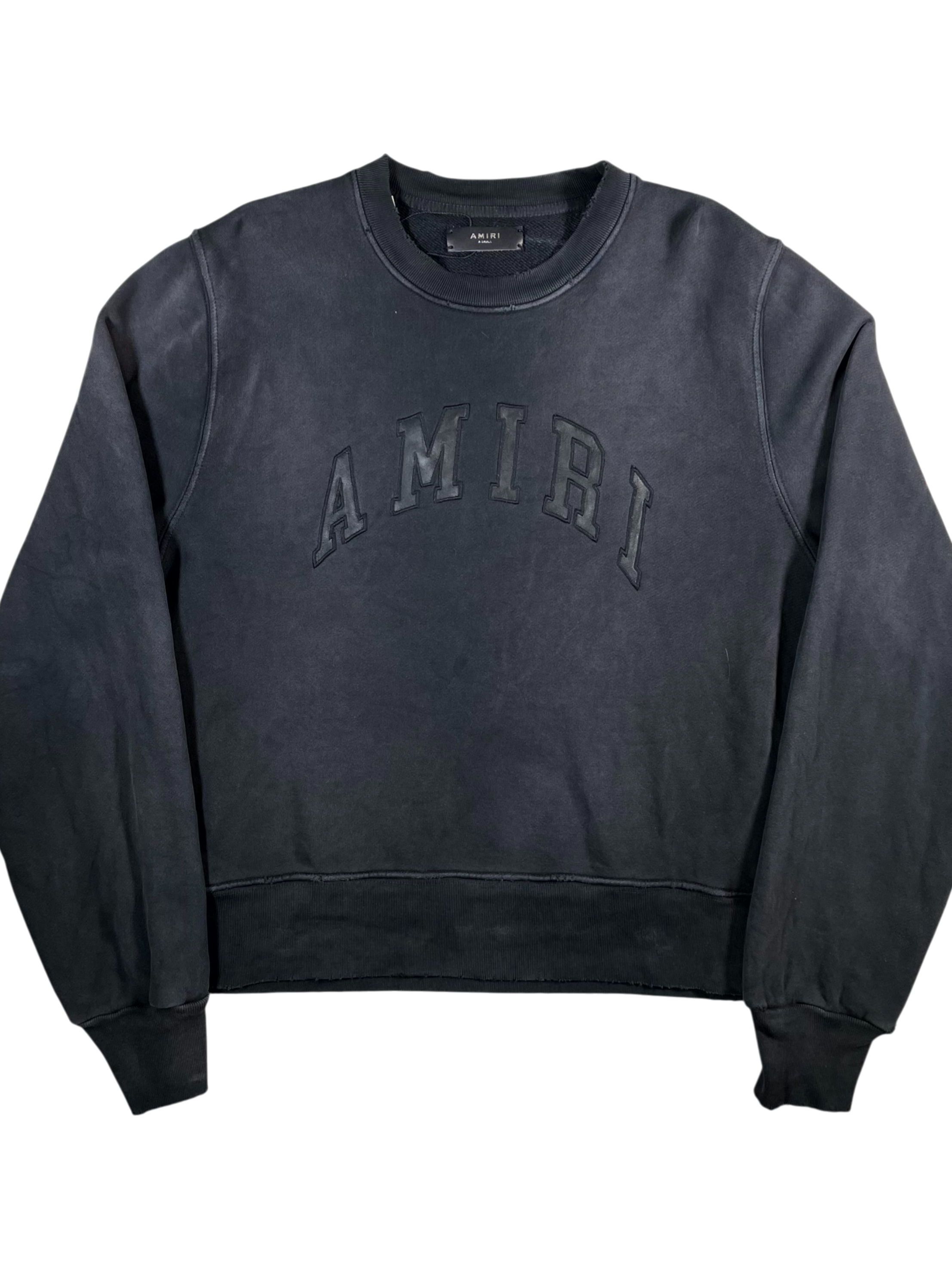 Amiri Leather Arc Logo Crewneck Black Sweatshirt