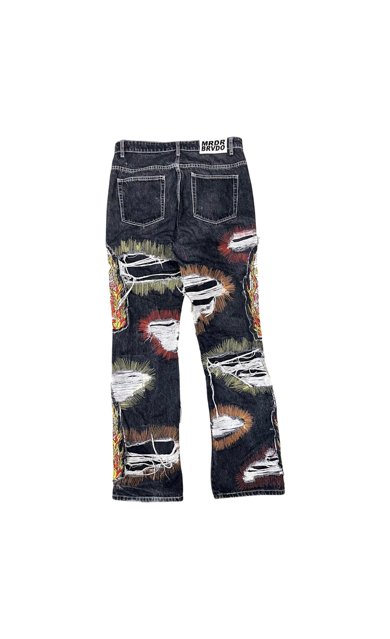 Who Decides War Stained Glass Black Flame Jeans