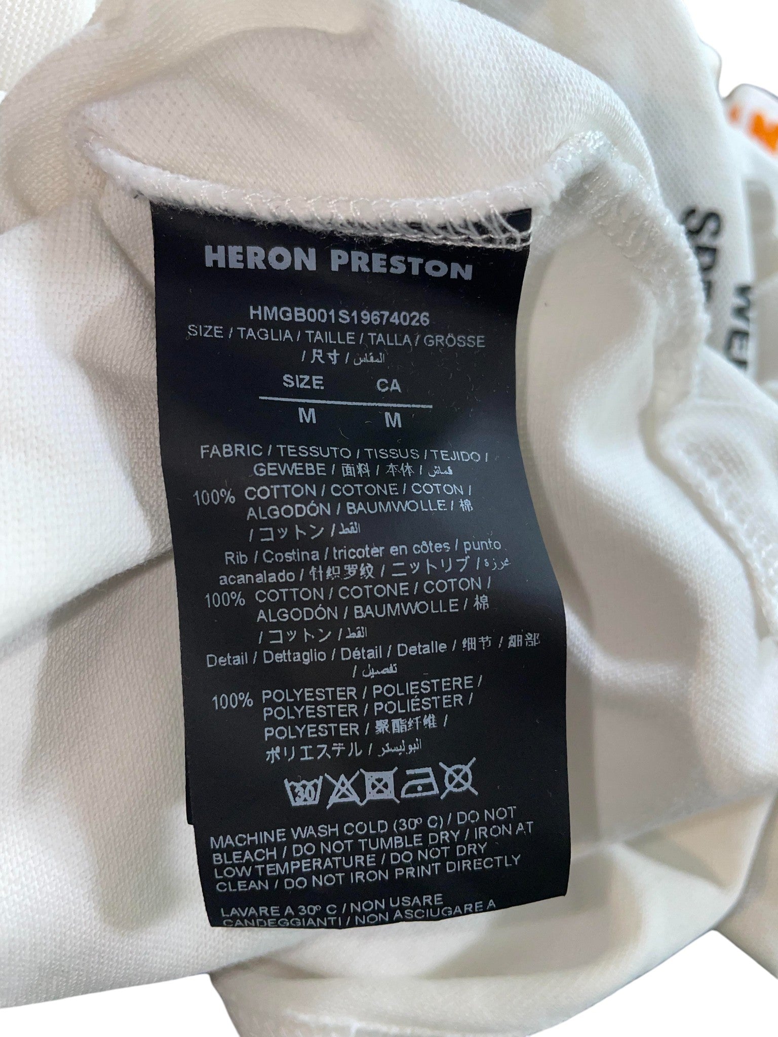 Heron Preston White & Orange Chinese Polo
