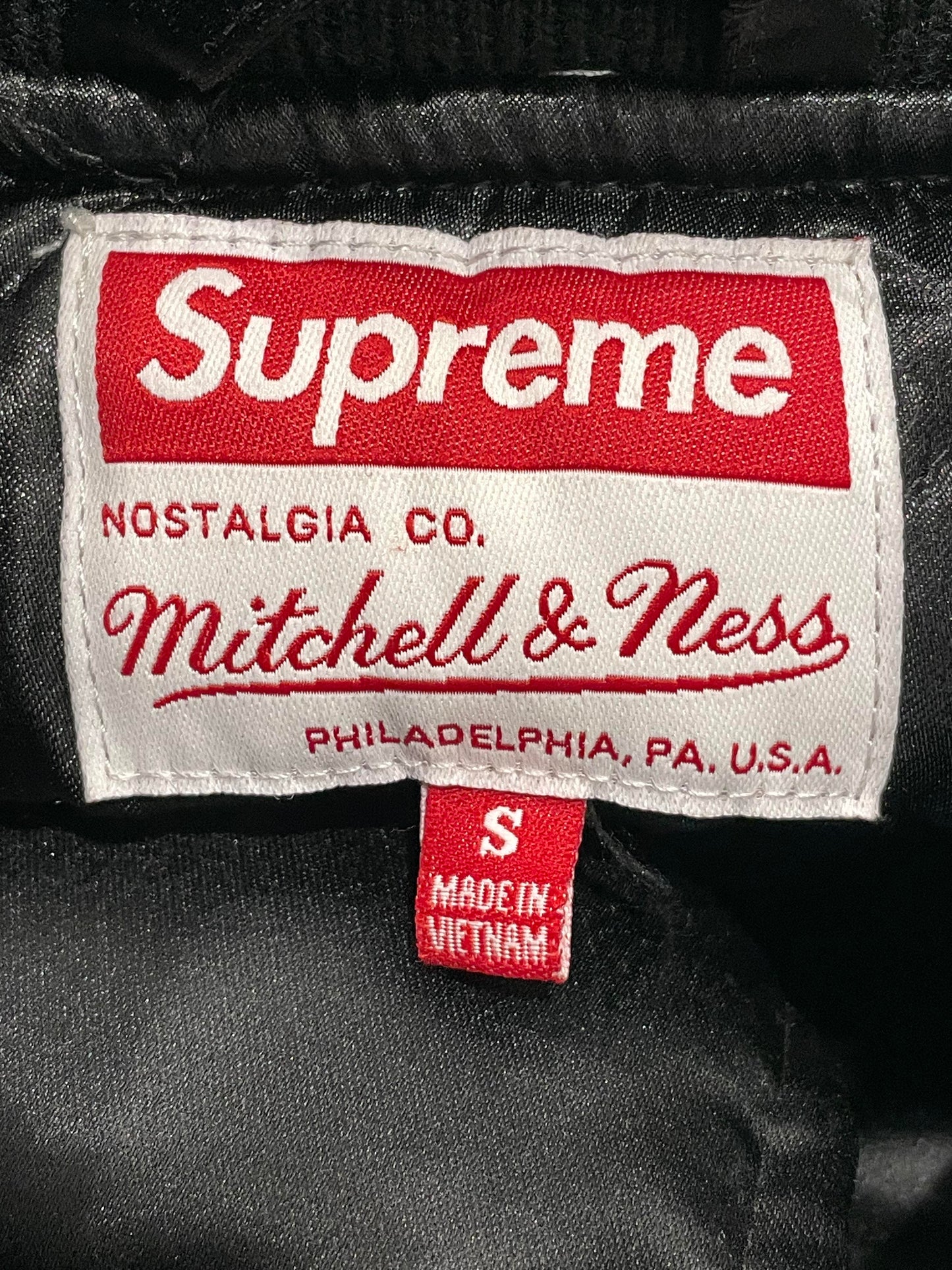 Supreme x Mitchell & Ness Satin Black Varsity Jacket