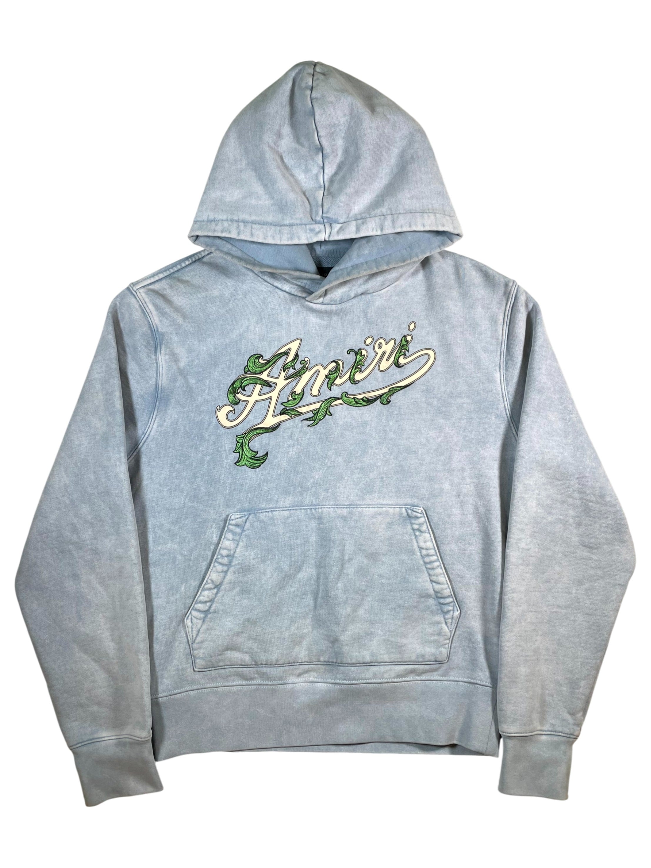 Amiri Vine Logo Baby Blue & White Hoodie