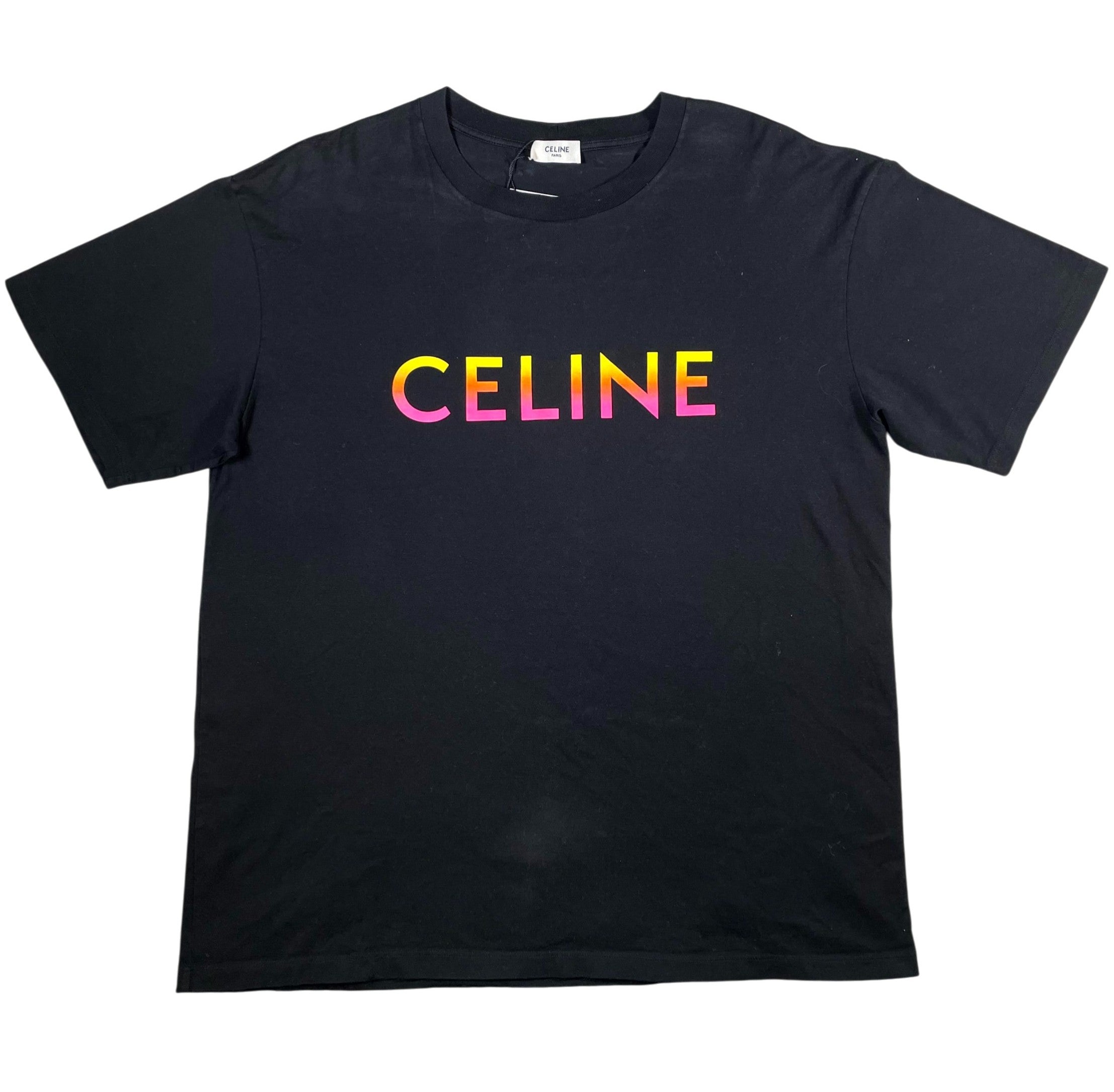 Celine Gradeient Logo Black Tee