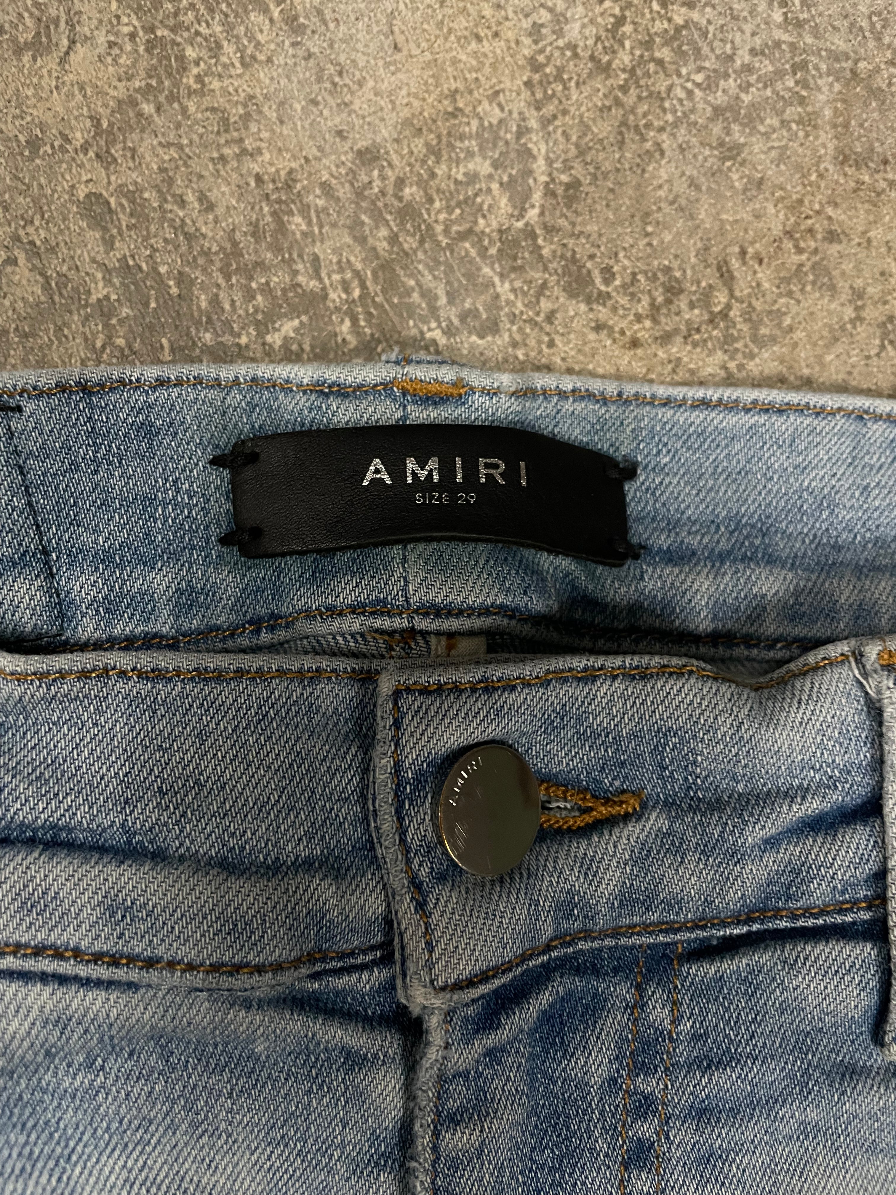 Amiri "MX1" Paisley Patch Light Wash Jeans