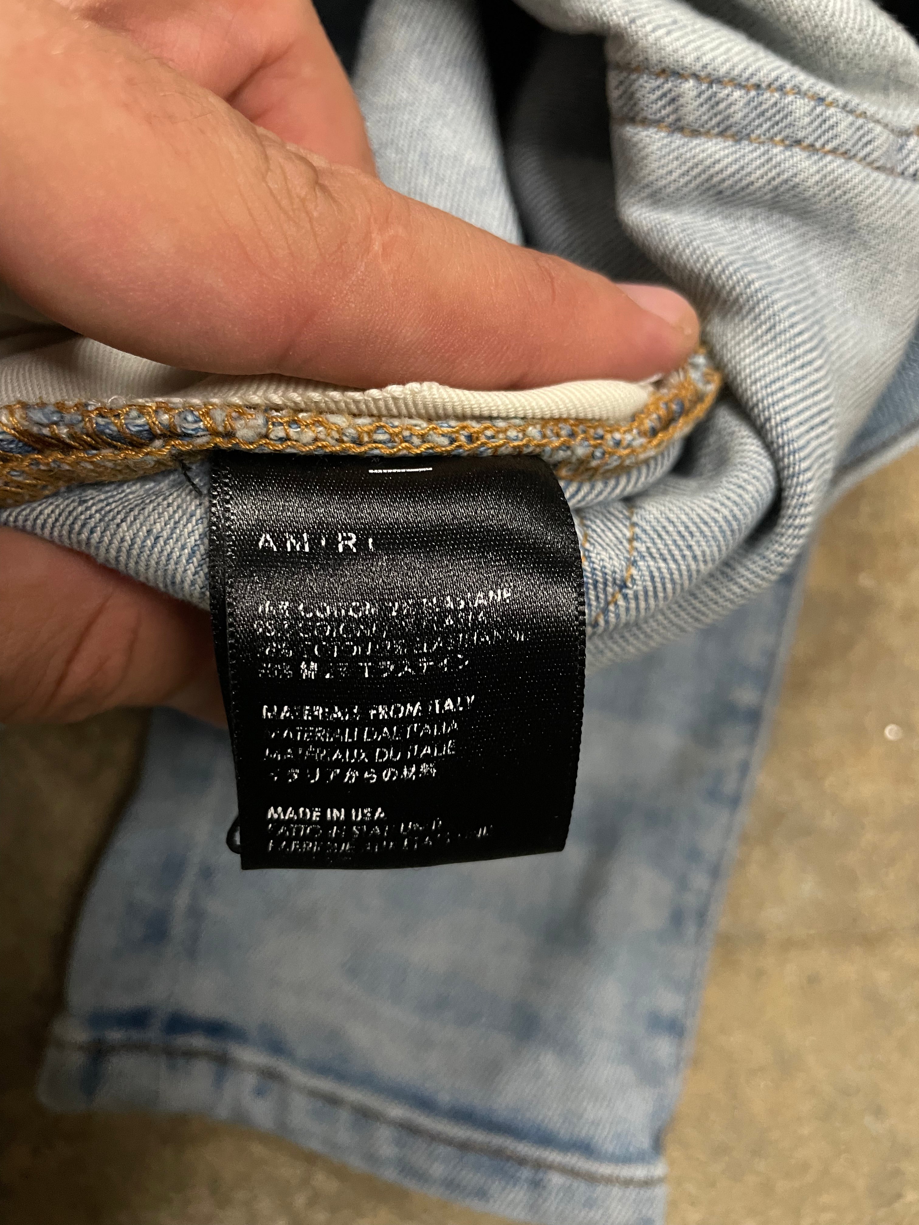Amiri "MX1" Paisley Patch Light Wash Jeans