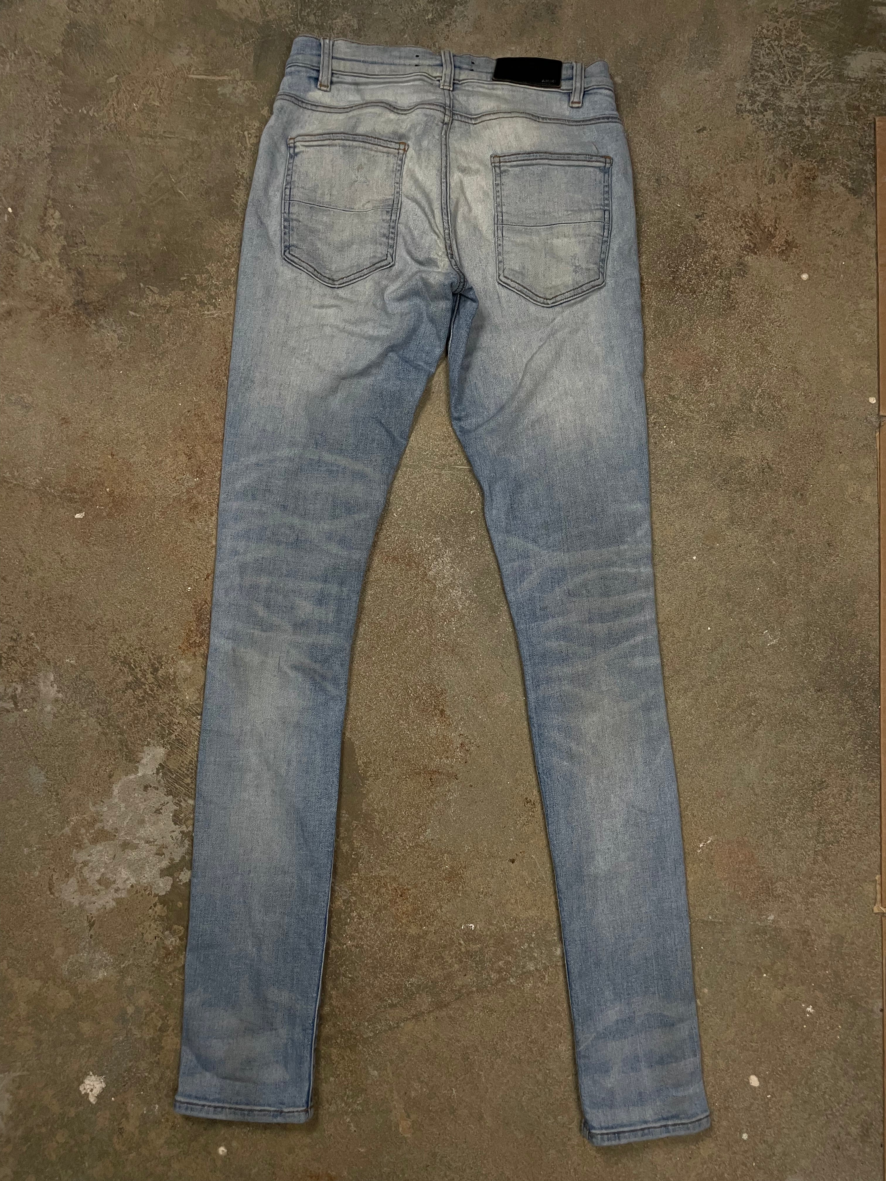 Amiri "MX1" Paisley Patch Light Wash Jeans