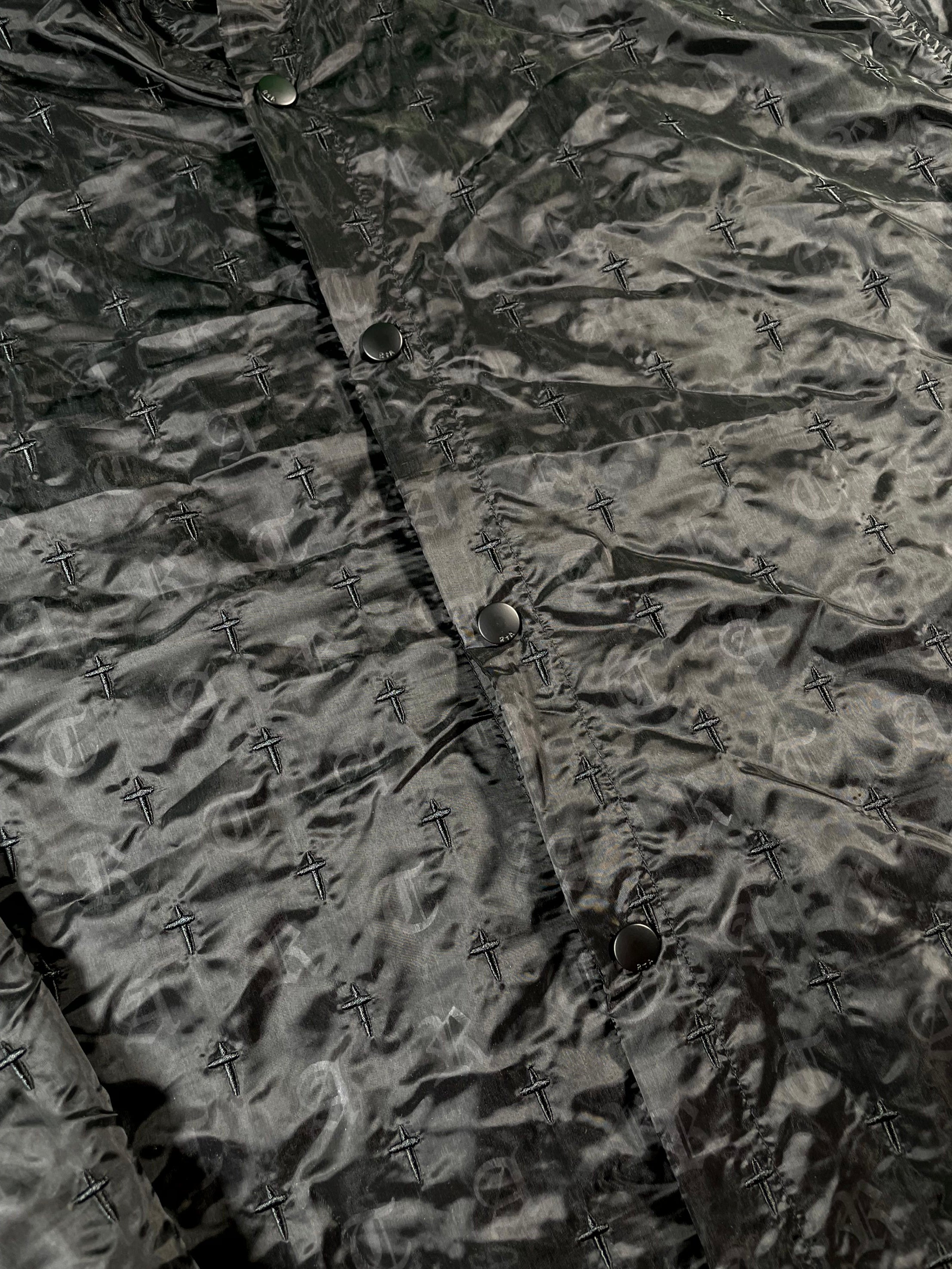 RTA Monogram Cross Windbreaker Black Jacket