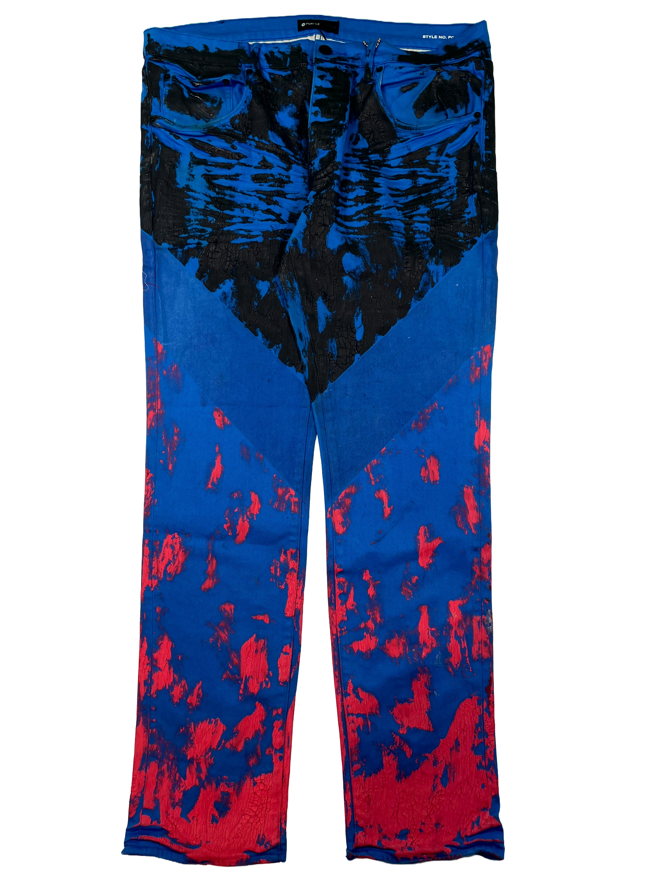 Purple Brand Paint Crackle Blue & Pink Jeans