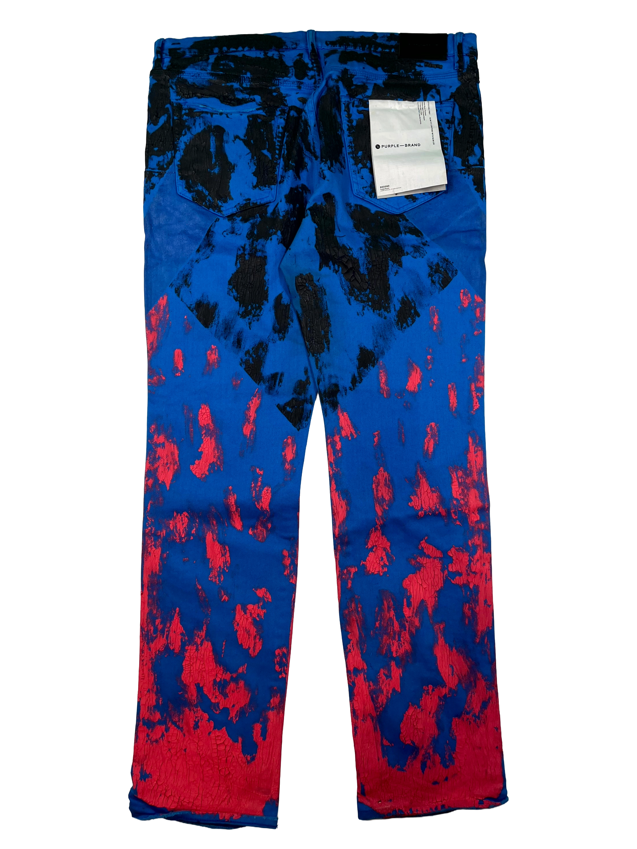 Purple Brand Paint Crackle Blue & Pink Jeans