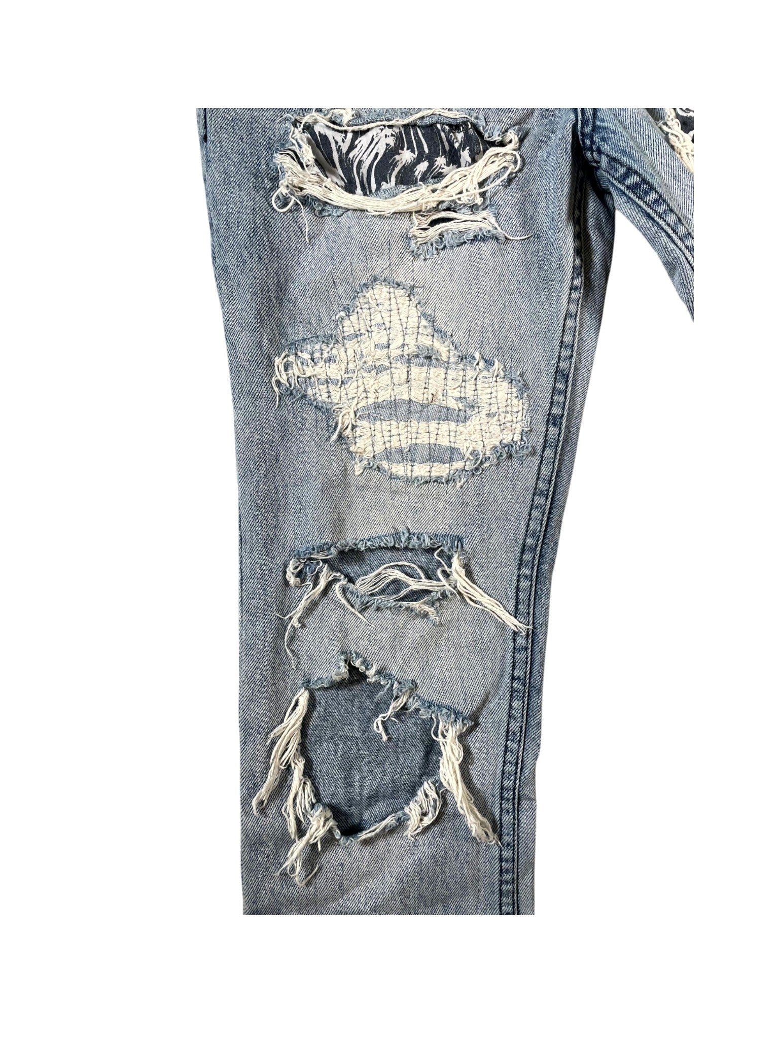Ksubi Distressed Patchwork Light Wash Jeans