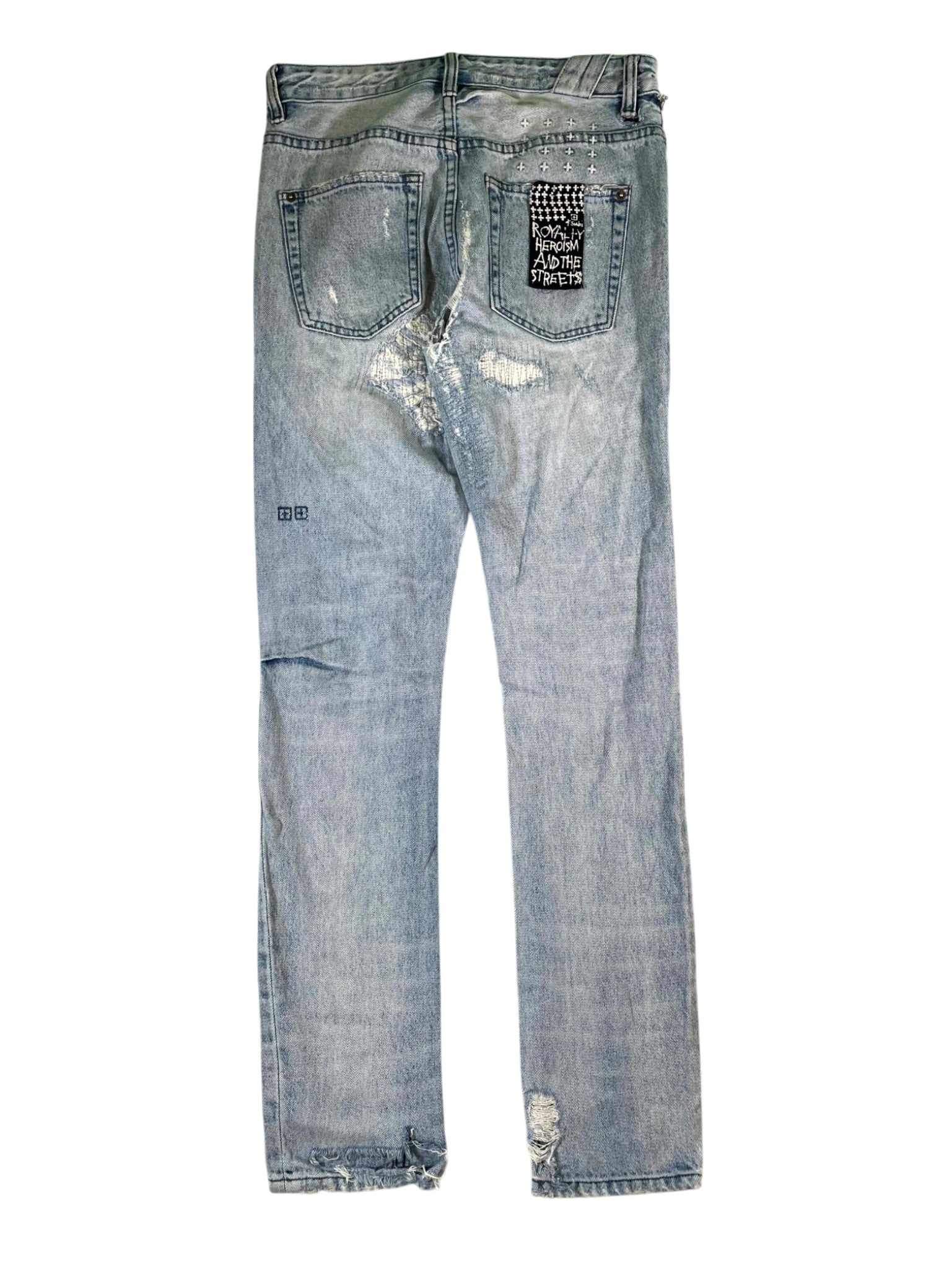 Ksubi Distressed Patchwork Light Wash Jeans