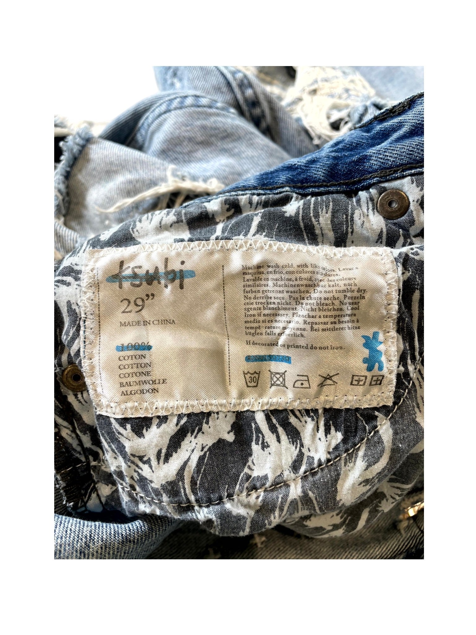 Ksubi Distressed Patchwork Light Wash Jeans