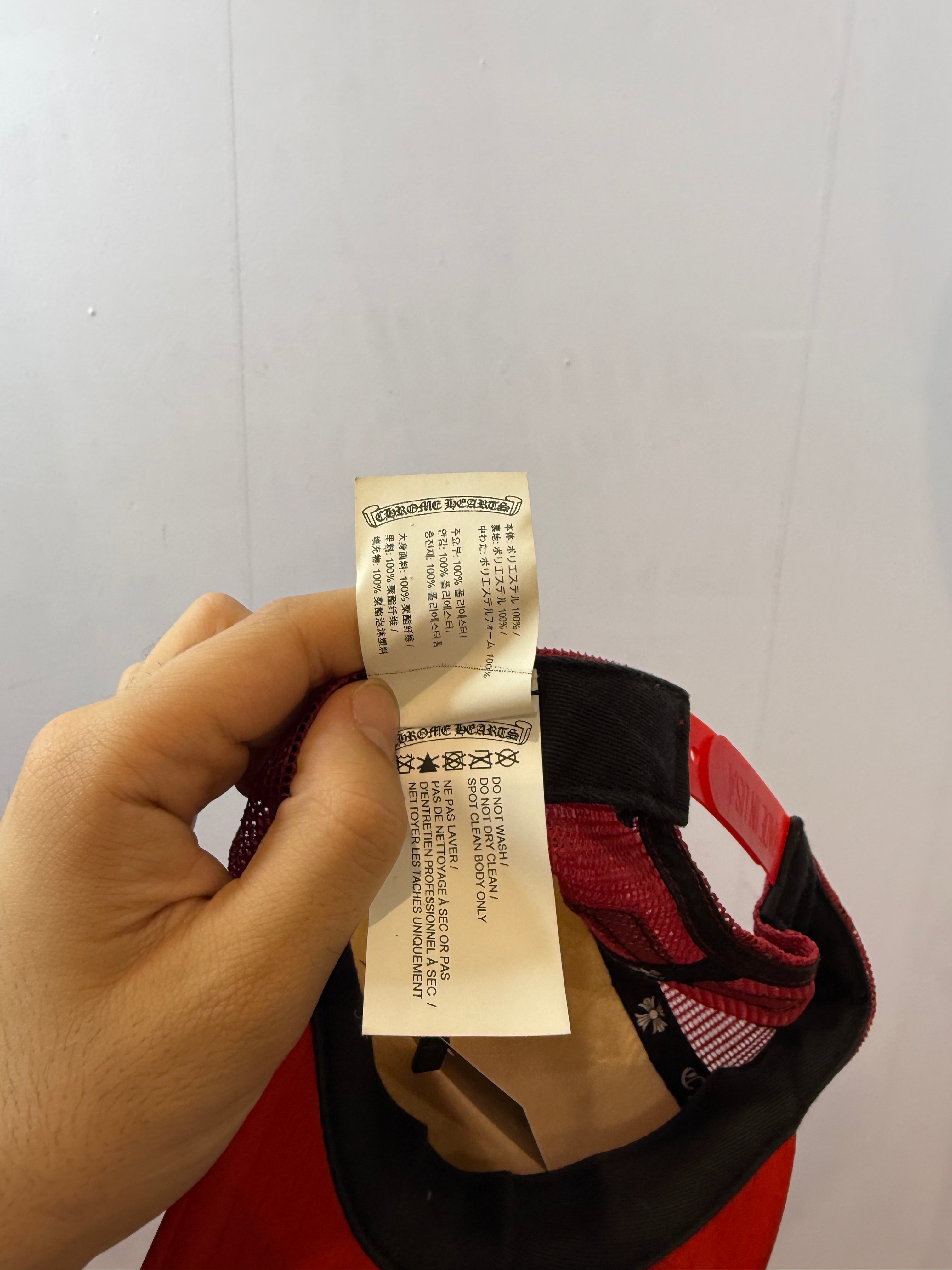 Chrome Hearts Triple Cross White & Red Trucker Hat