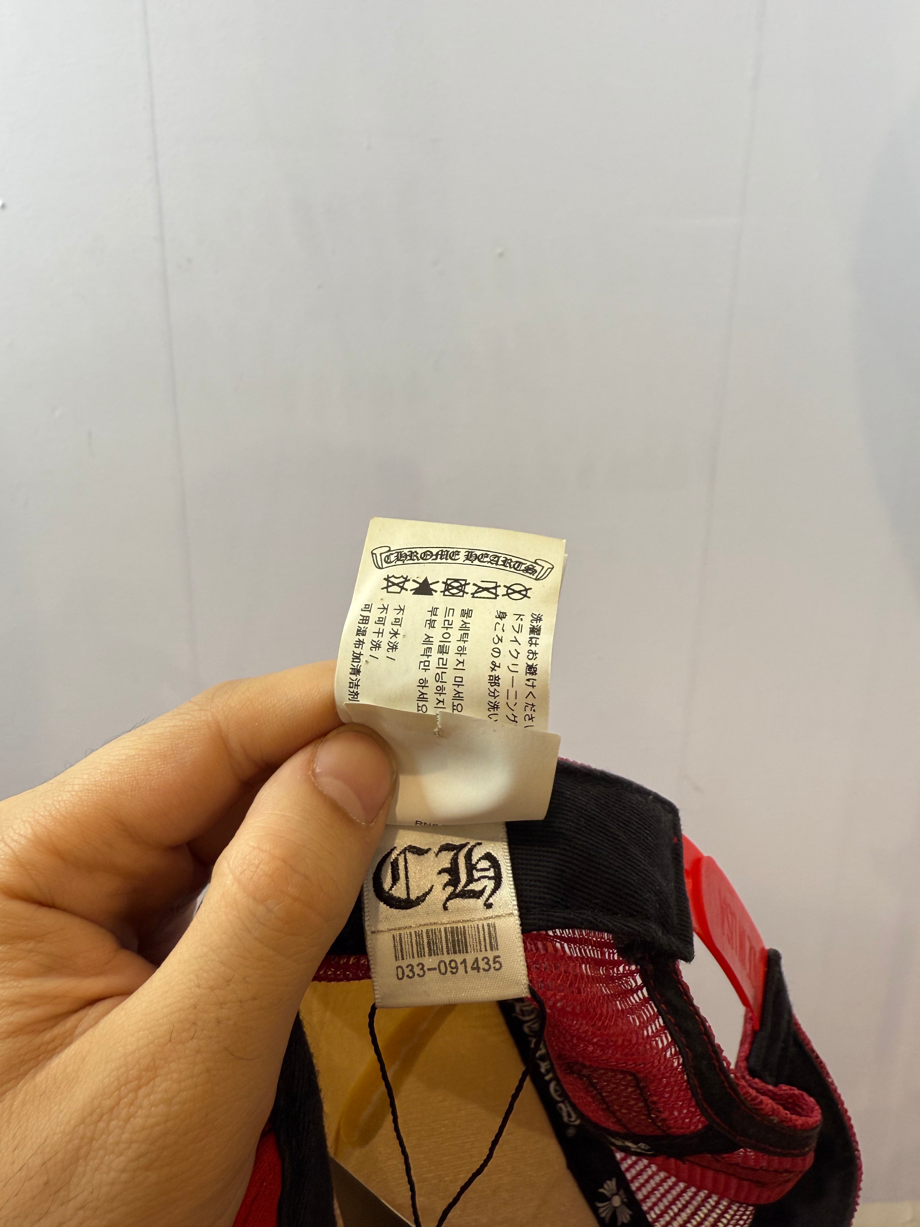 Chrome Hearts Triple Cross White & Red Trucker Hat